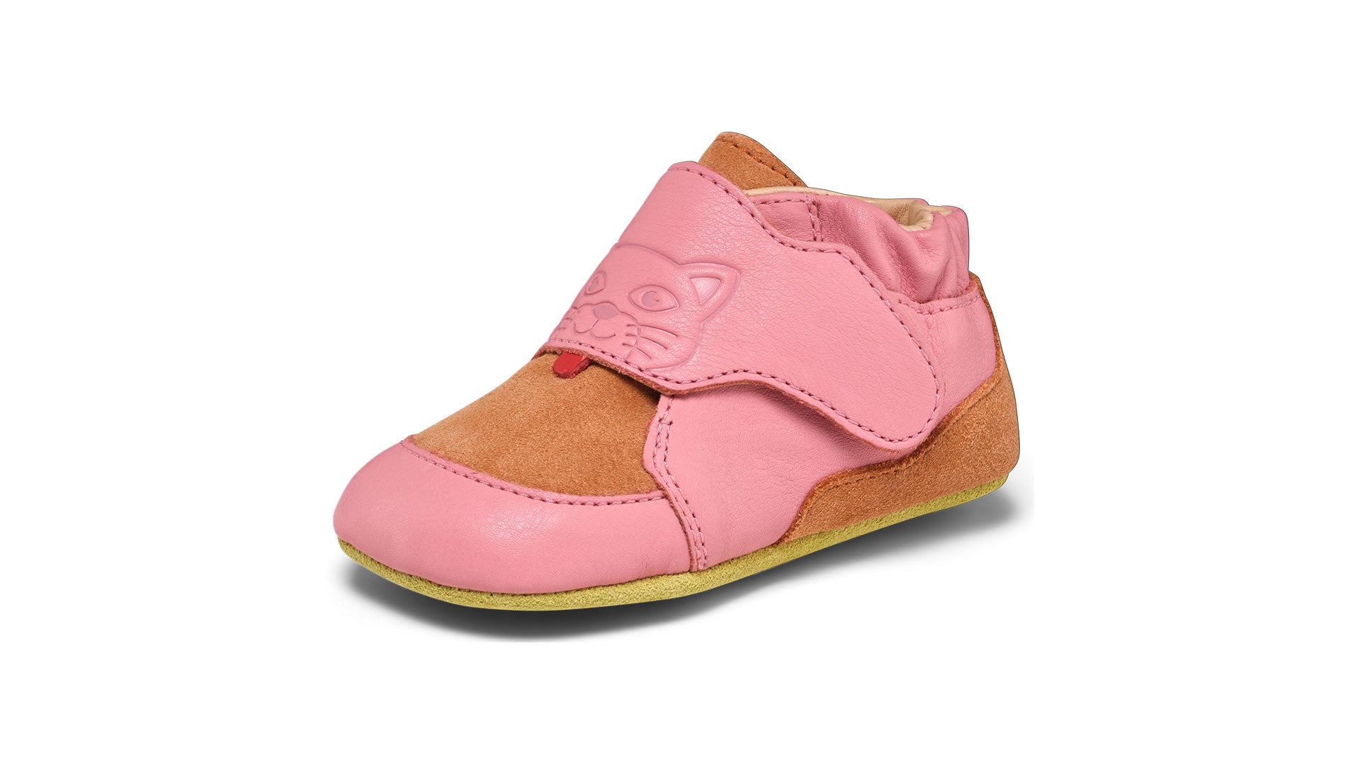 Dětské barefoot capáčky Affenzahn Crawling Shoe Leather Crawly Cat růžové pohled zleva