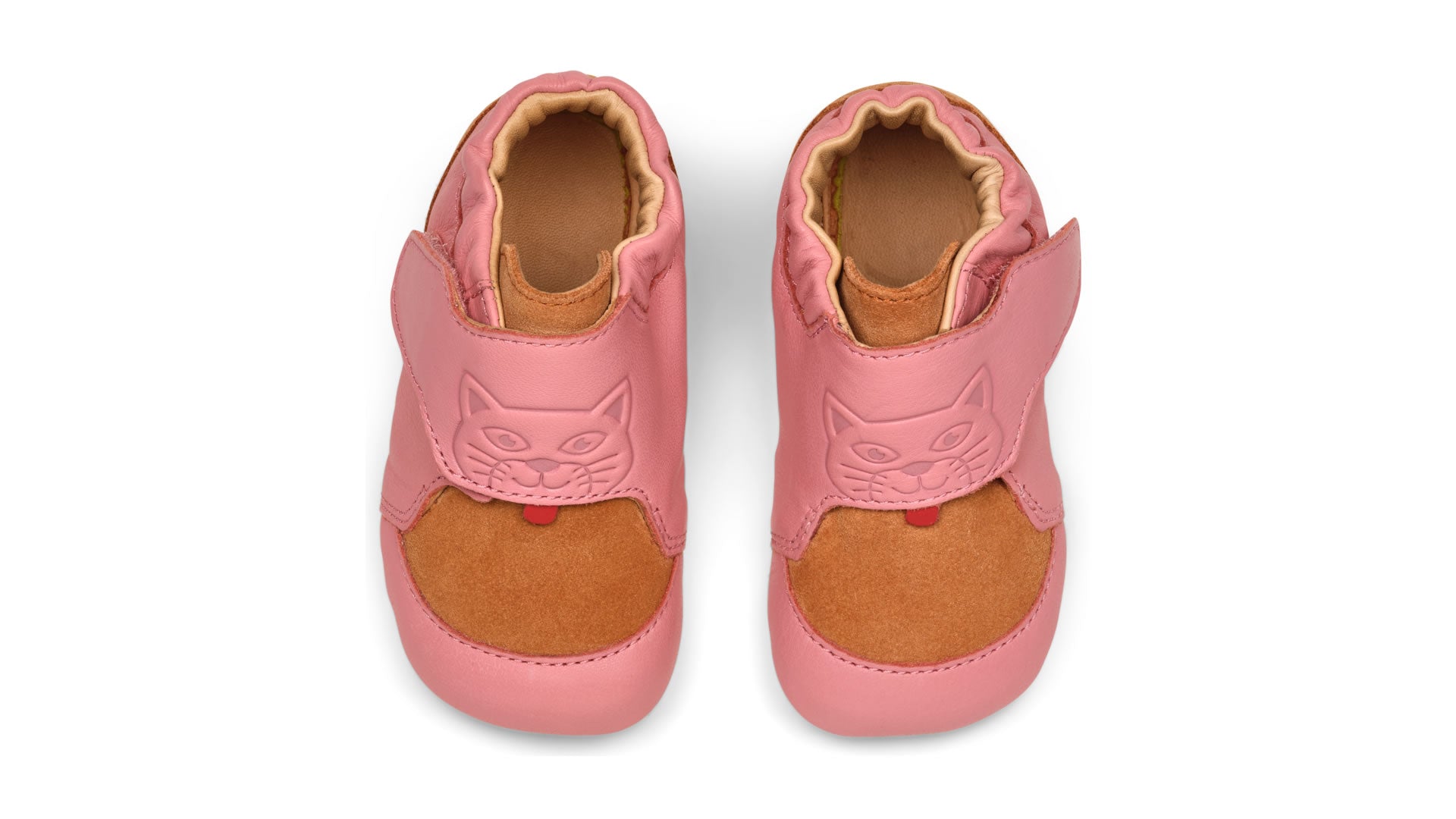 Dětské barefoot capáčky Affenzahn Crawling Shoe Leather Crawly Cat růžové pohled shora