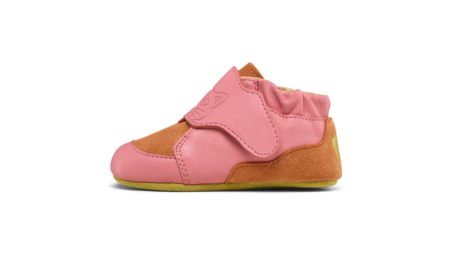 Dětské barefoot capáčky Affenzahn Crawling Shoe Leather Crawly Cat růžové pohled zleva
