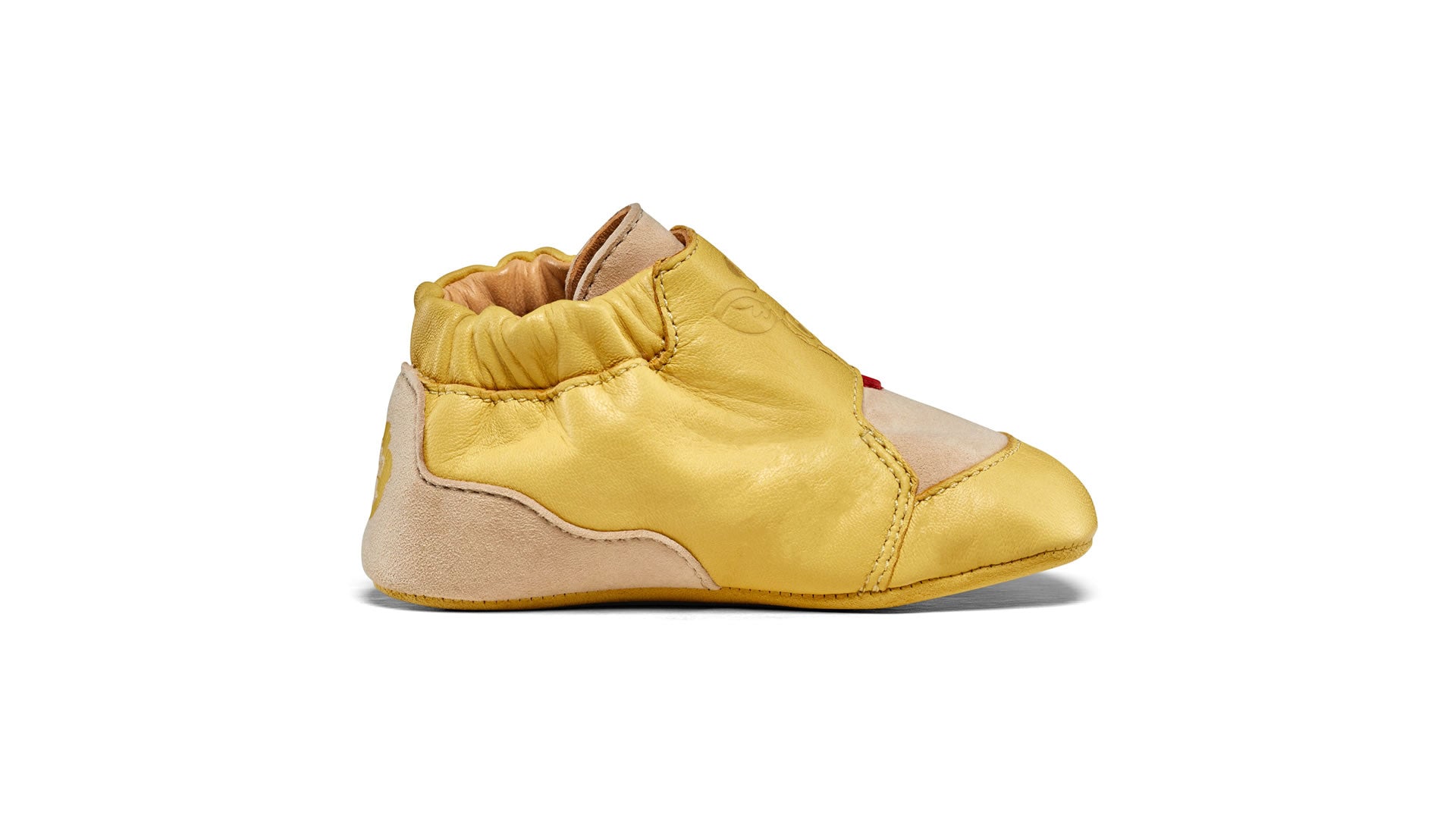 Dětské barefoot capáčky Affenzahn Crawling Shoe Leather Crawly Giraffe
 žluté vnitřní strana