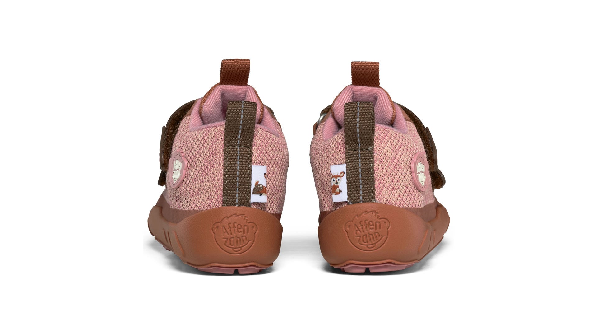 Dětské barefoot boty Affenzahn Low Boot Knit Happy Deer růžové
pohled zezadu na paty