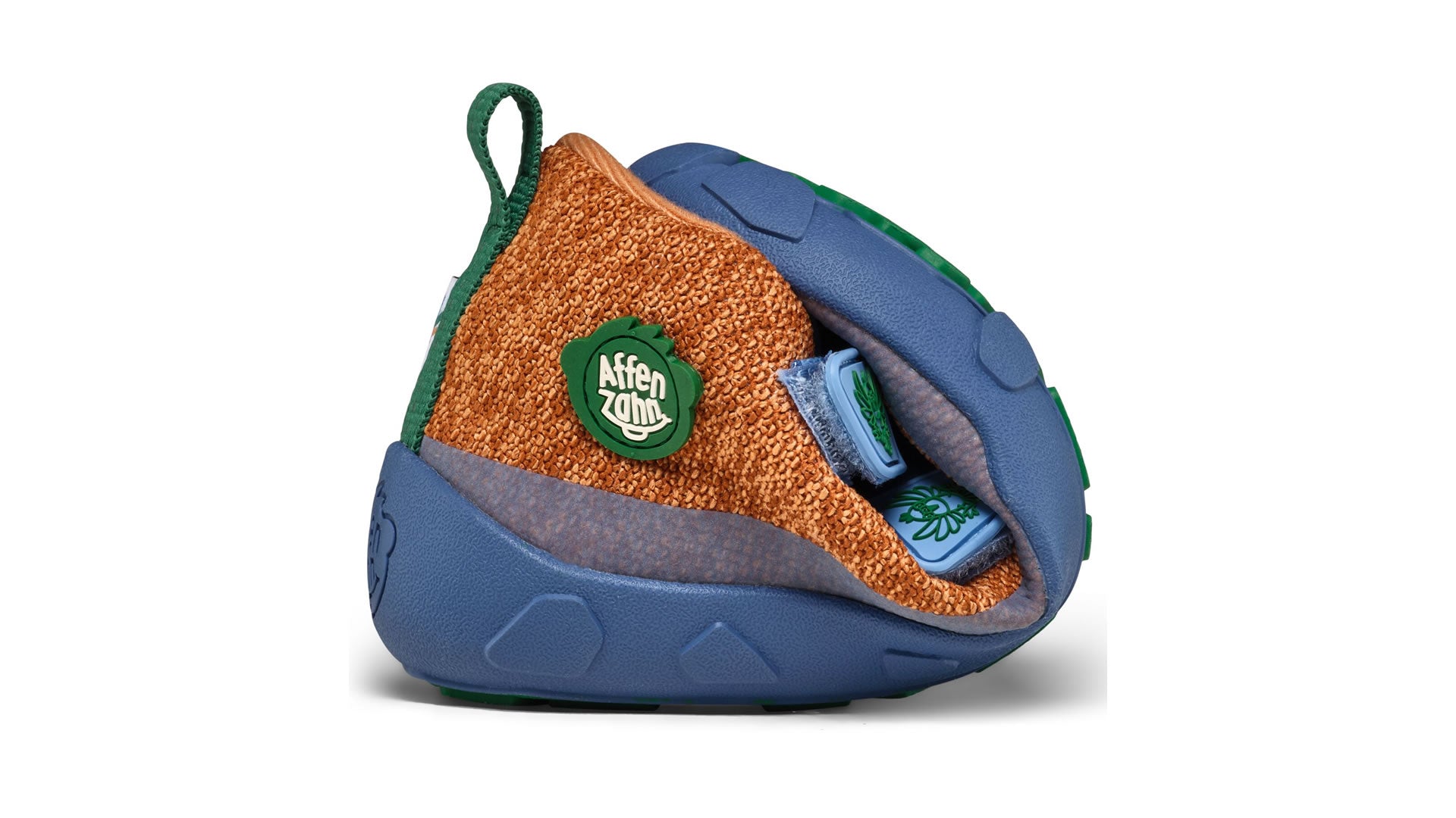 Affenzahn Low Boot Knit Happy - Bird of Paradise modro-oranžové ukázka ohebnosti boty