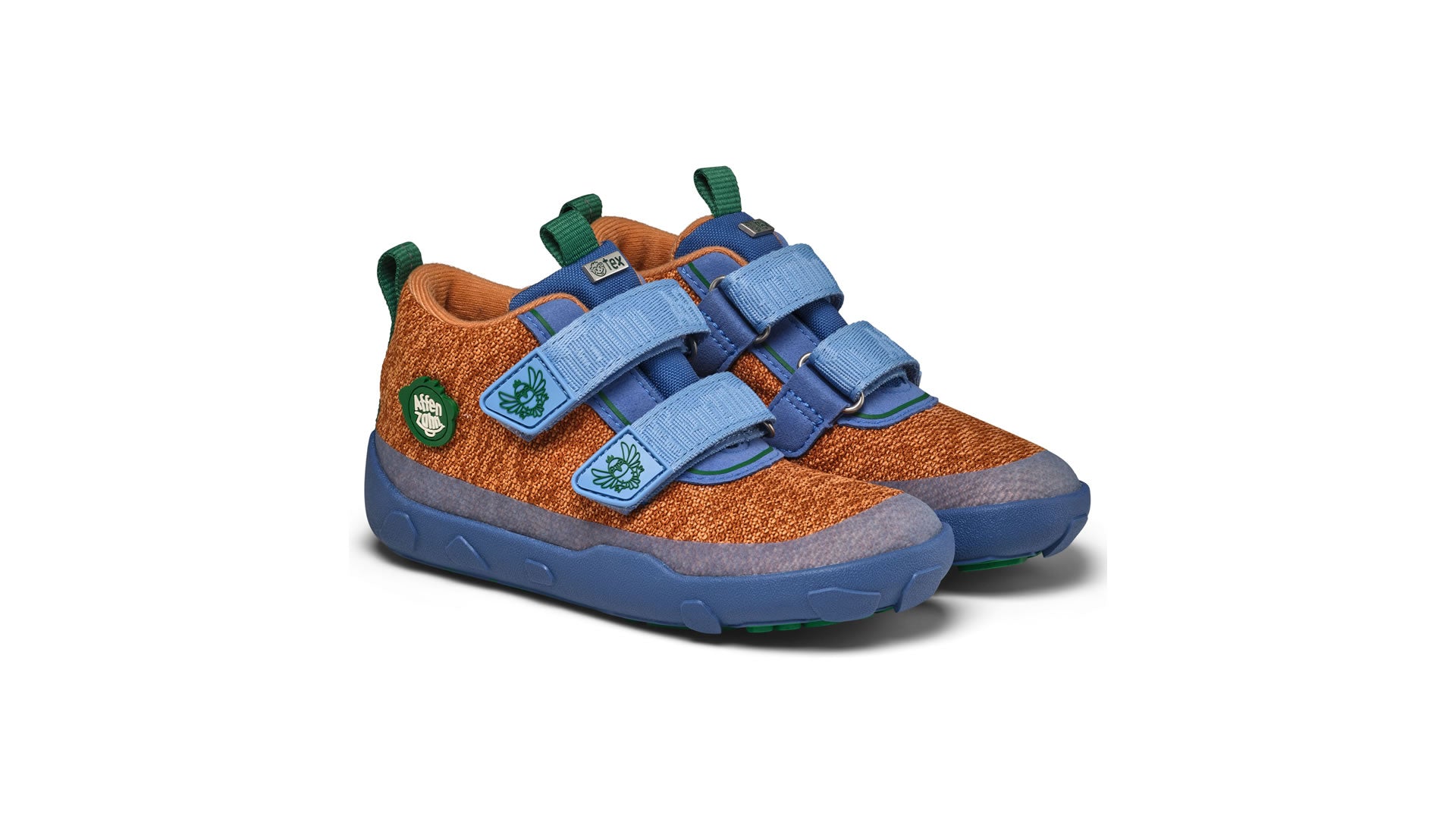 Affenzahn Low Boot Knit Happy - Bird of Paradise modro-oranžové pohled zprava