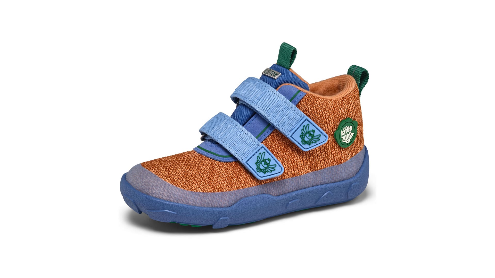 Affenzahn Low Boot Knit Happy - Bird of Paradise modro-oranžové pohled zleva