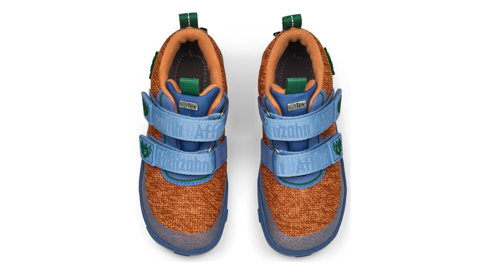 Affenzahn Low Boot Knit Happy - Bird of Paradise modro-oranžové pohled shora