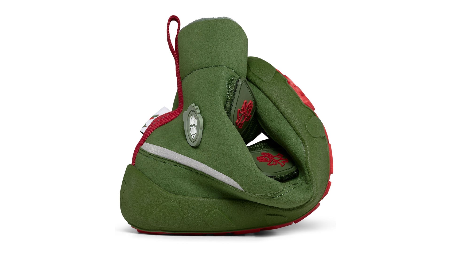 Dětské barefoot boty Affenzahn Mid Boot Vegan Comfy - Dragon zelené ukázka ohebnosti boty