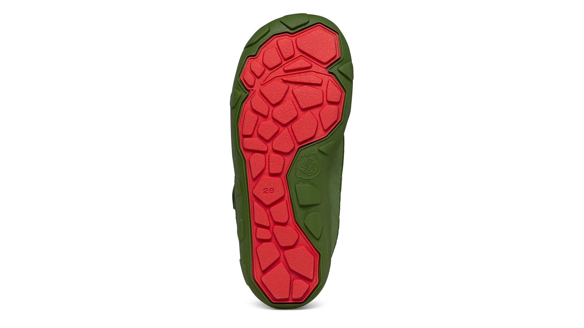 Dětské barefoot boty Affenzahn Mid Boot Vegan Comfy - Dragon zeleno-červená podrážka