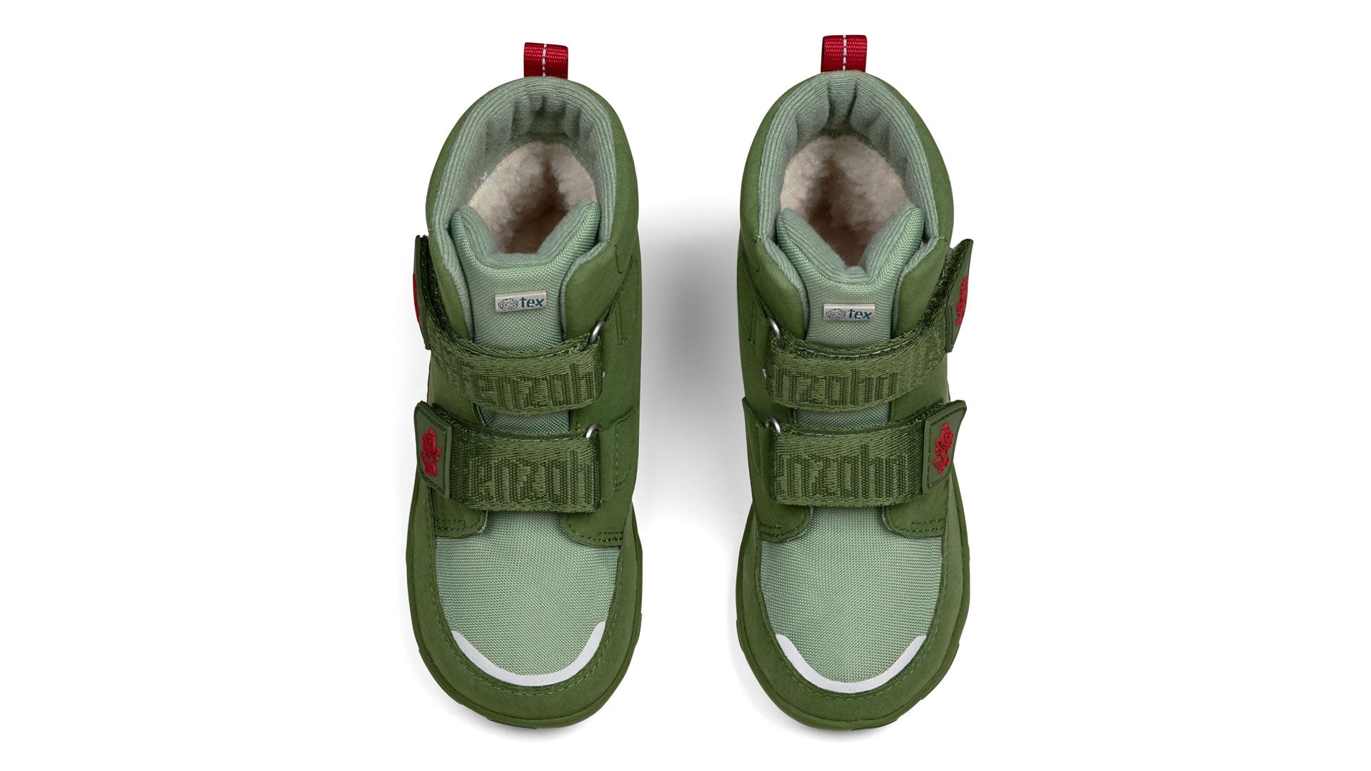 Dětské barefoot boty Affenzahn Mid Boot Vegan Comfy - Dragon zelené pohled shora
