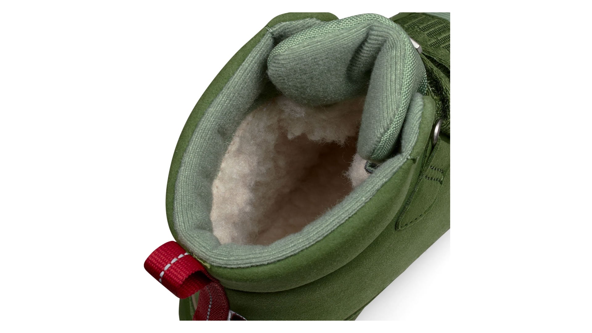 Dětské barefoot boty Affenzahn Mid Boot Vegan Comfy - Dragon zelené detail vstupu do boty