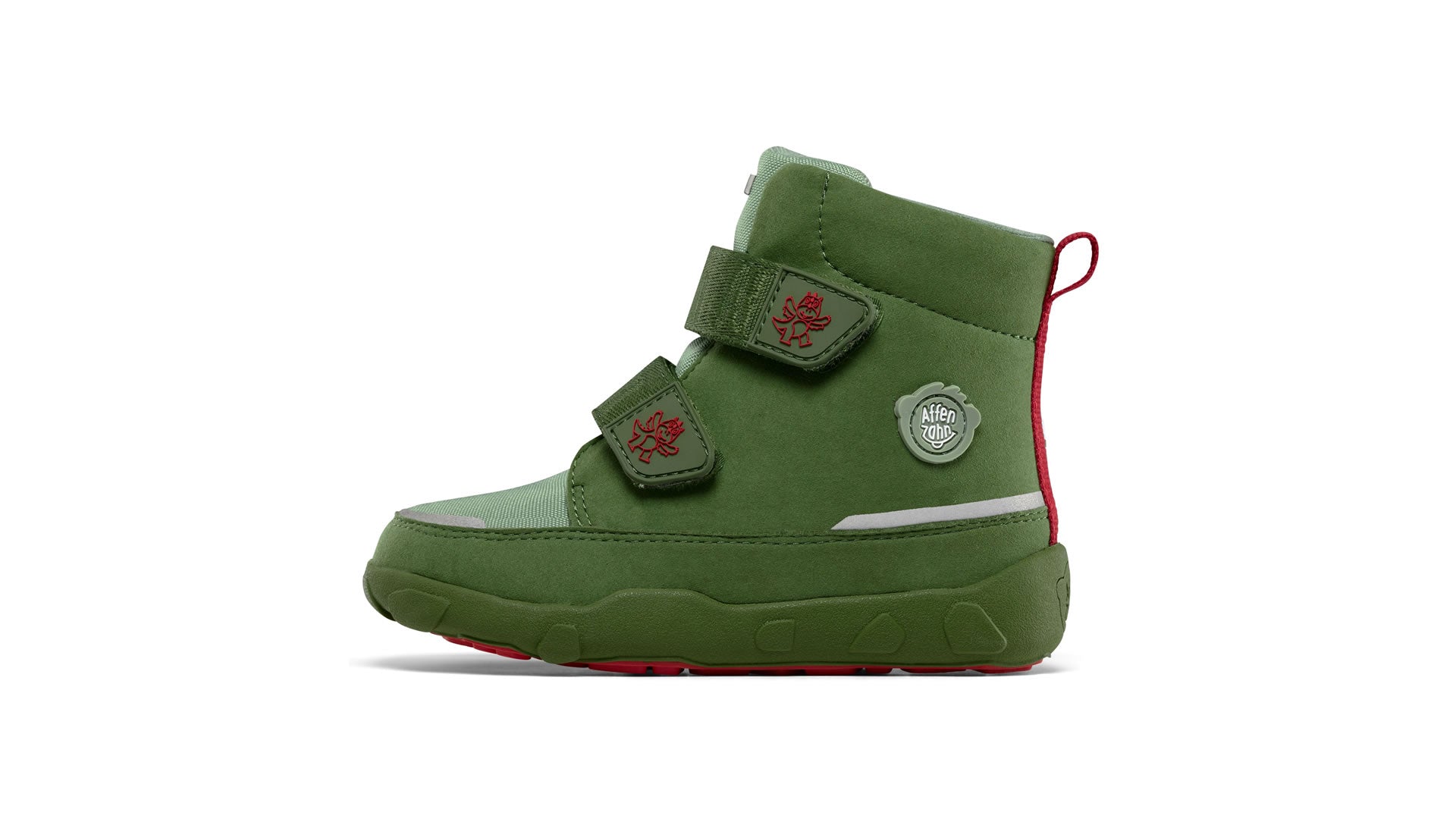 Dětské barefoot boty Affenzahn Mid Boot Vegan Comfy - Dragon zelené zleva