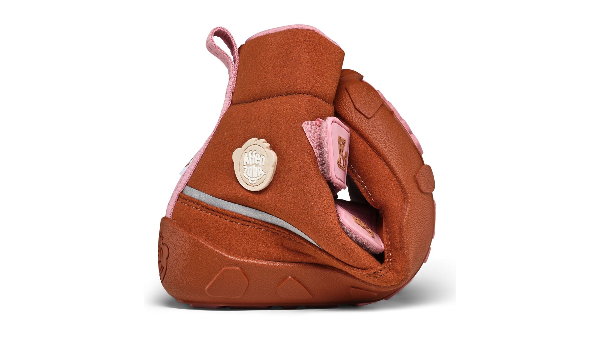 Dětské barefoot boty  Affenzahn Mid Boot Vegan Comfy - Deer růžovo-oranžové ukázka ohebnosti boty