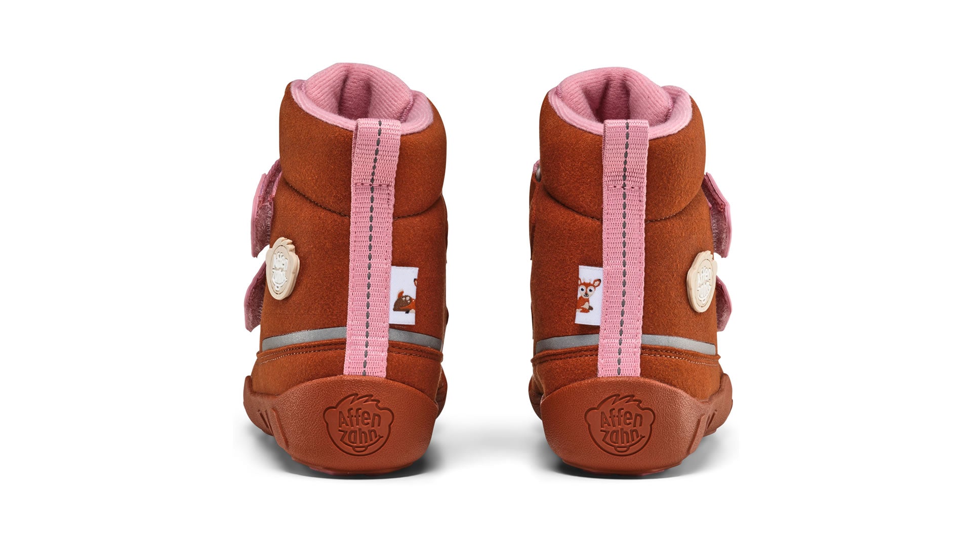 Dětské barefoot boty  Affenzahn Mid Boot Vegan Comfy - Deer růžovo-oranžové pohled zezadu na paty