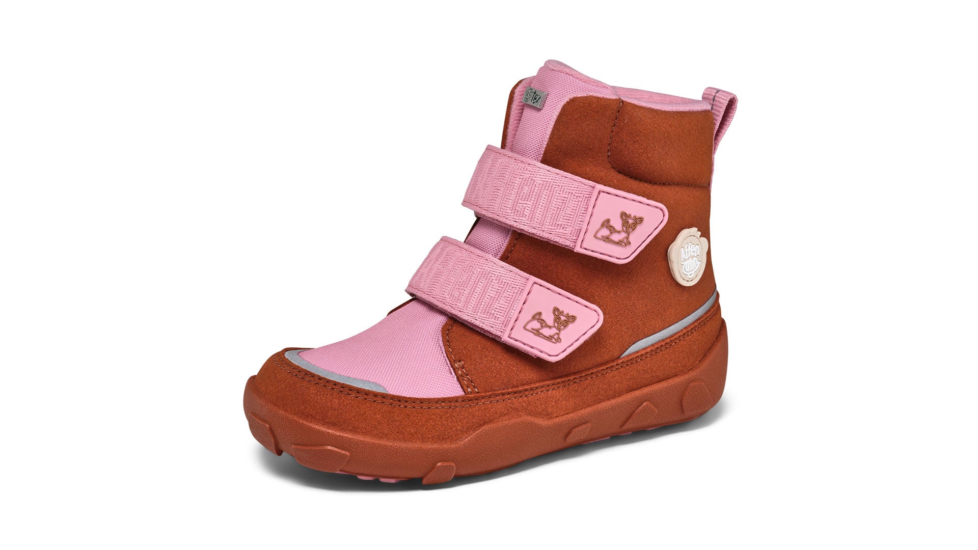 Dětské barefoot boty  Affenzahn Mid Boot Vegan Comfy - Deer růžovo-oranžové pohled zprava
