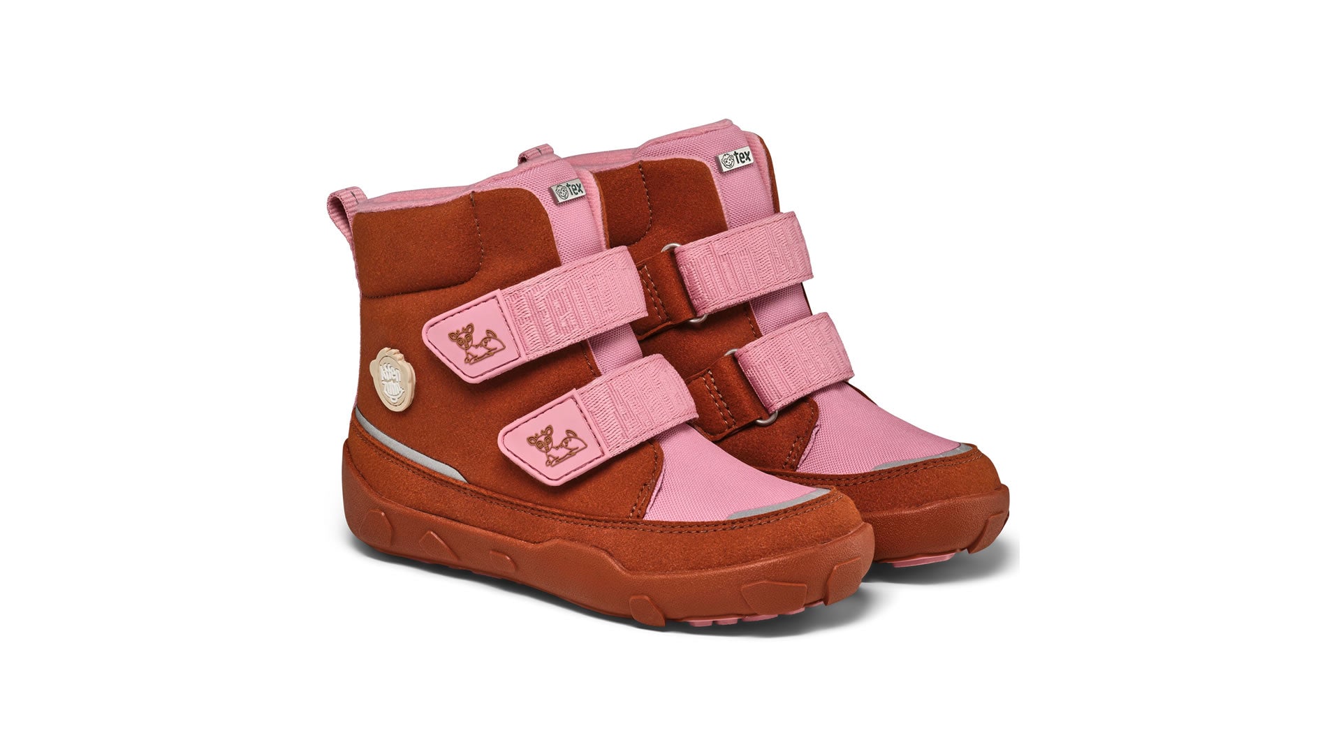 Dětské barefoot boty  Affenzahn Mid Boot Vegan Comfy - Deer růžovo-oranžové pohled z levé strany