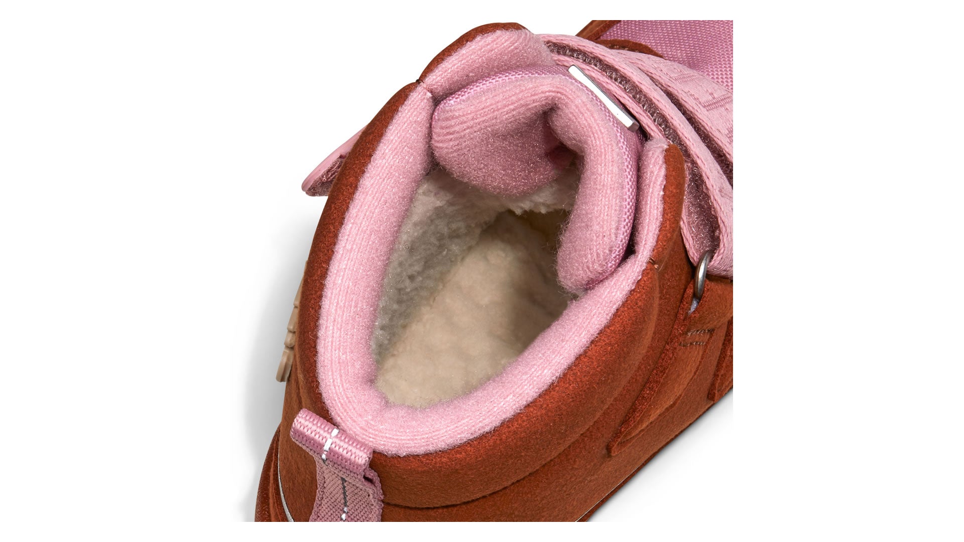 Dětské barefoot boty  Affenzahn Mid Boot Vegan Comfy - Deer růžovo-oranžové detail vstupu do boty