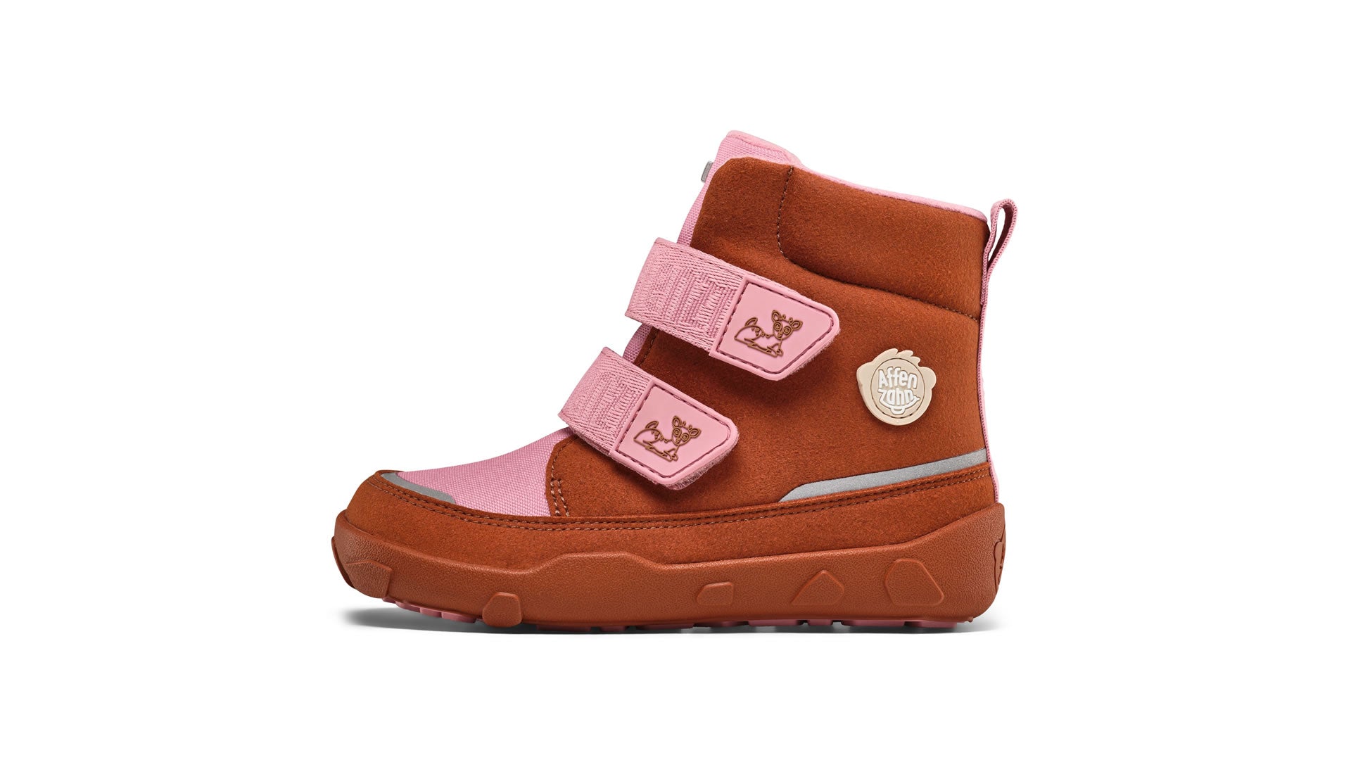 Dětské barefoot boty  Affenzahn Mid Boot Vegan Comfy - Deer růžovo-oranžové zleva