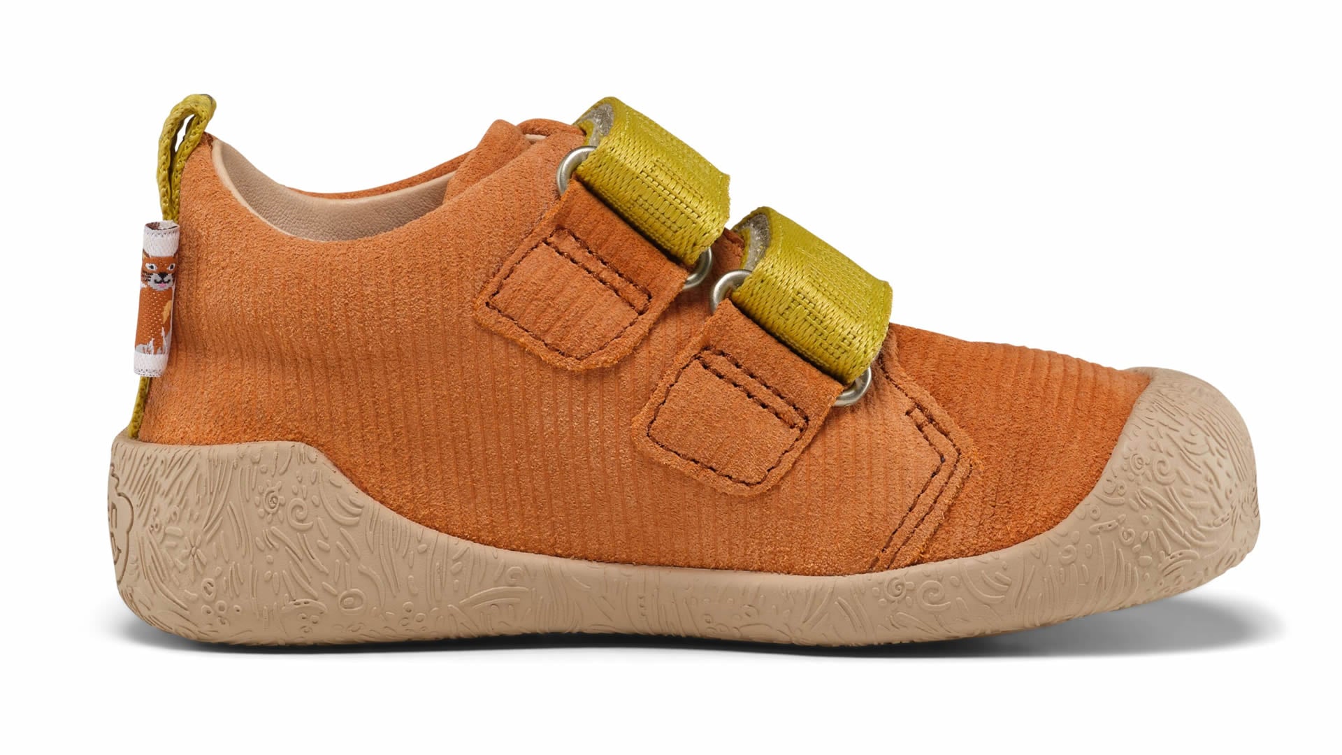 Affenzahn Prewalker Leather Walky - Cat barefoot boty s flexibilní podrážkou a širokou špičkou v žluté a béžové barvě