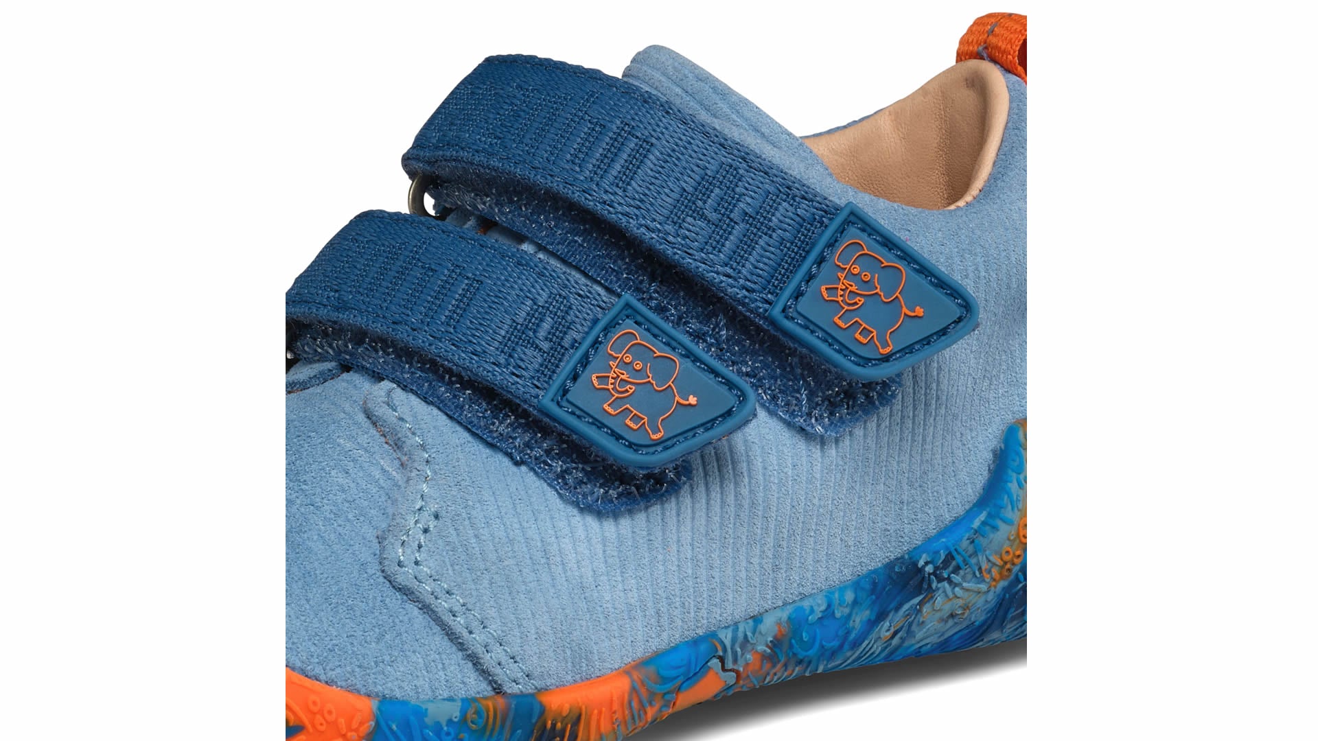 Affenzahn Prewalker Leather Walky - Elephant modré barefoot boty s kaučukovou podrážkou a semišovou kůží pro děti
