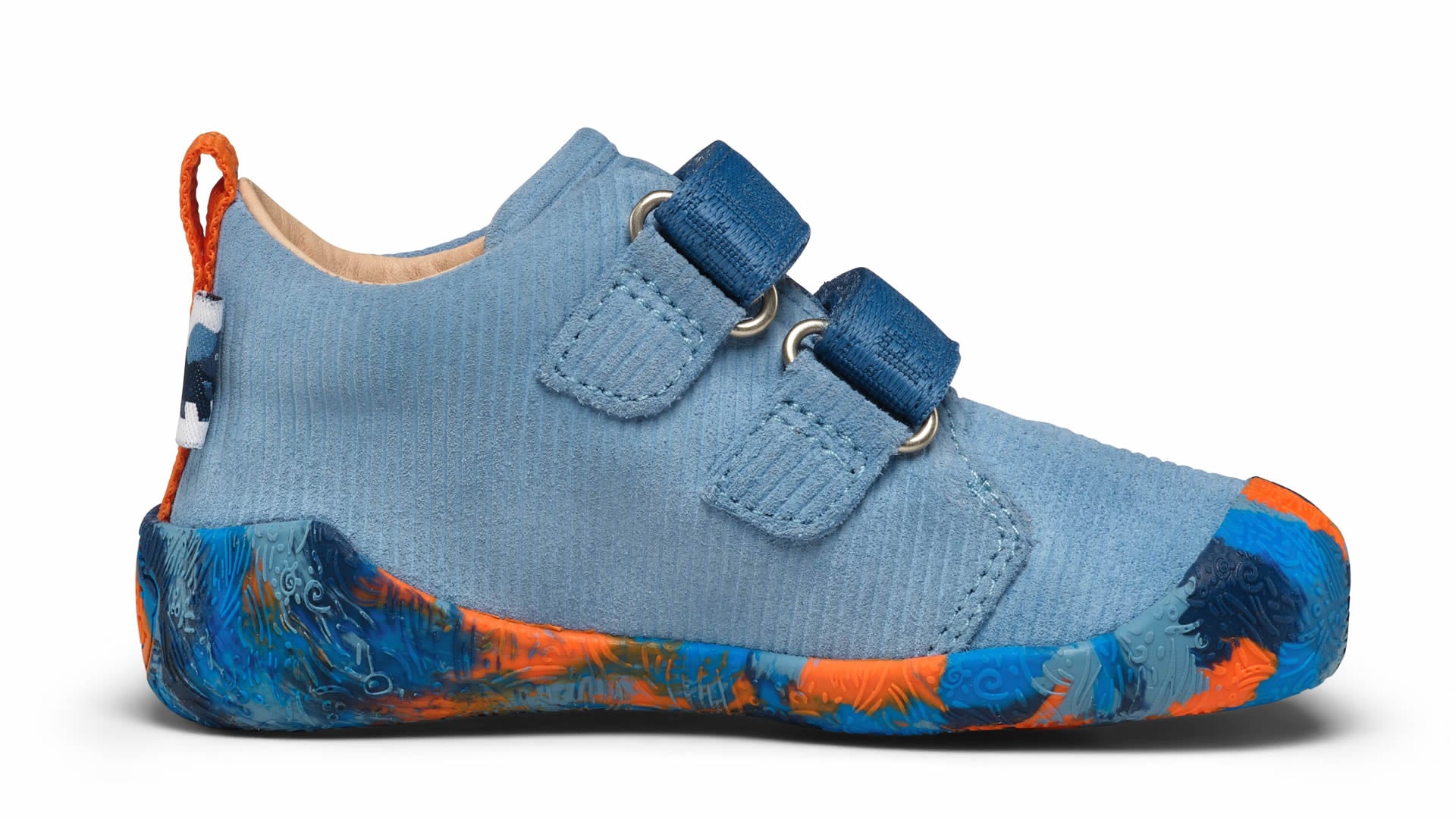 Affenzahn Prewalker Leather Walky - Elephant modré barefoot boty s kaučukovou podrážkou a semišovým materiálem pro zdravý vývoj chodidla