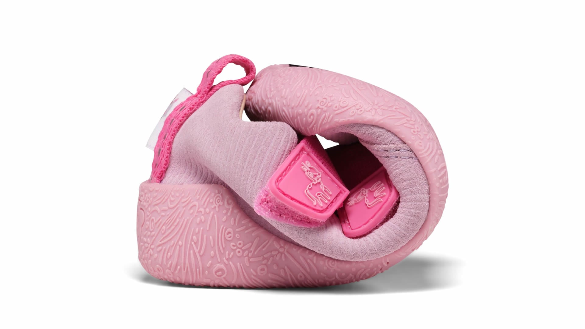 Affenzahn Prewalker Leather Walky - Unicorn růžové barefoot boty z kaučuku, semiše a kůže s flexibilní podrážkou