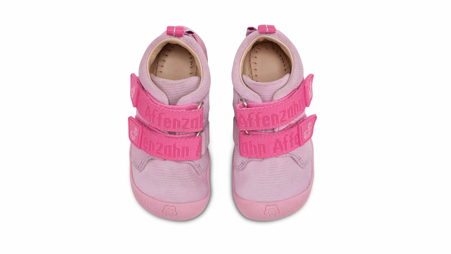 Affenzahn Prewalker Leather Walky - Unicorn dětské barefoot boty v růžové barvě z kůže a semiše