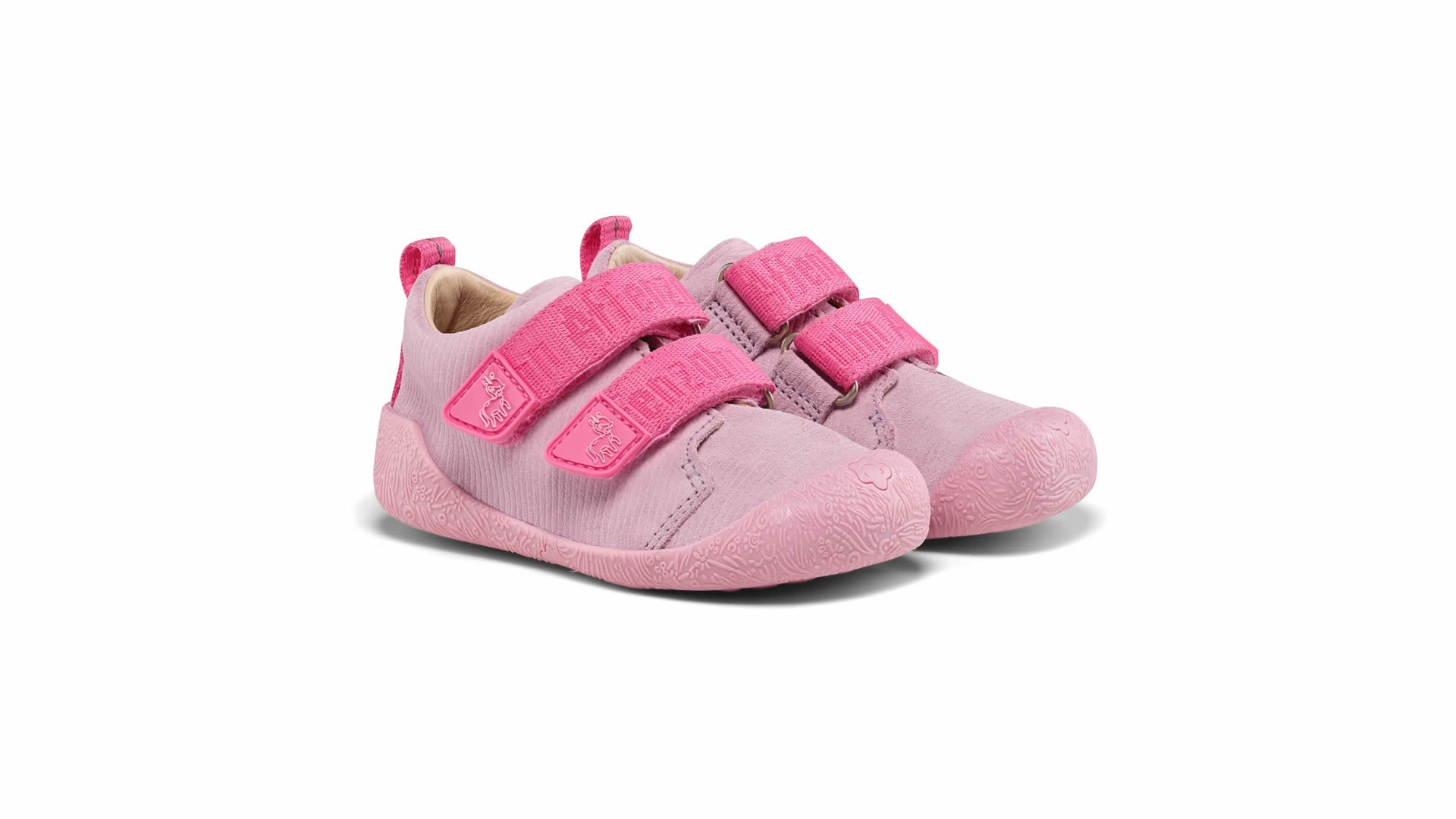 Affenzahn Prewalker Leather Walky - Unicorn růžové barefoot boty s širokou špičkou a flexibilní podrážkou z kaučuku, semiše a kůže.