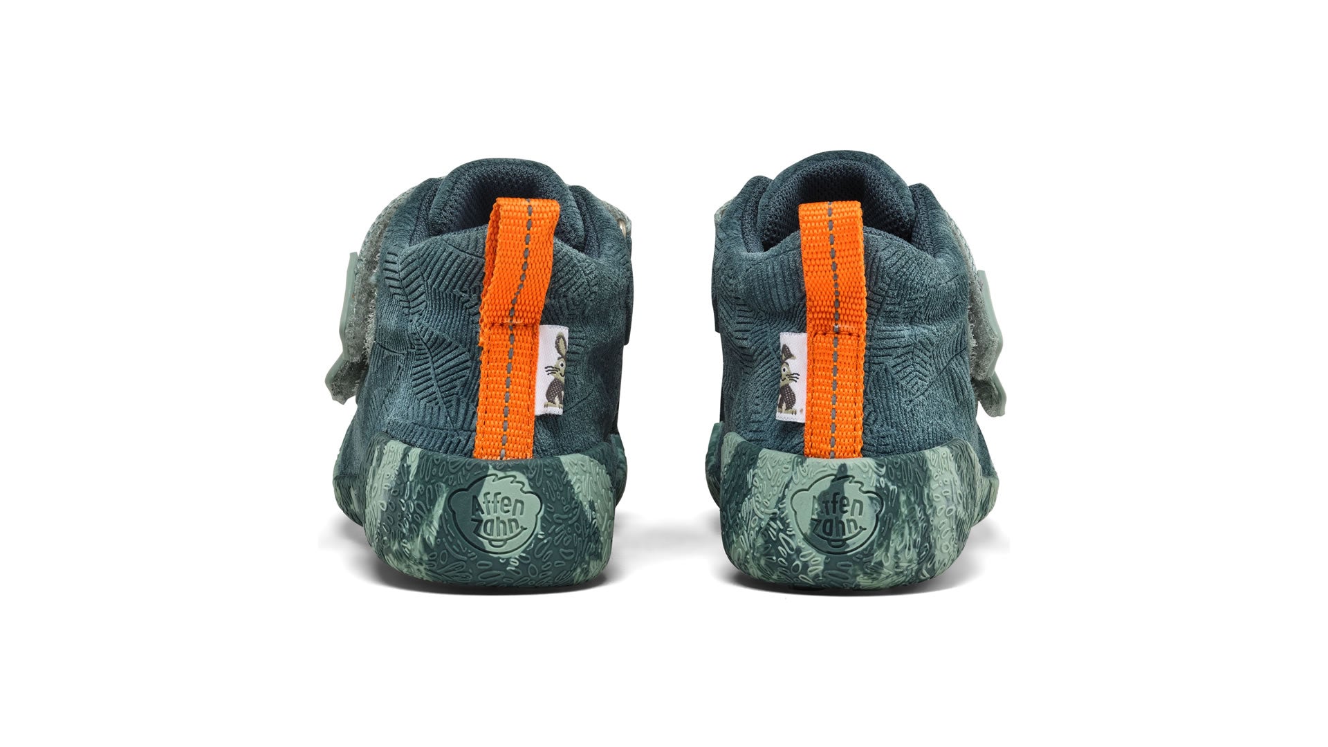 Dětské barefoot boty Affenzahn Prewalker Lowboot Leather Talky Bunny
 zelené pohled zezadu na paty
