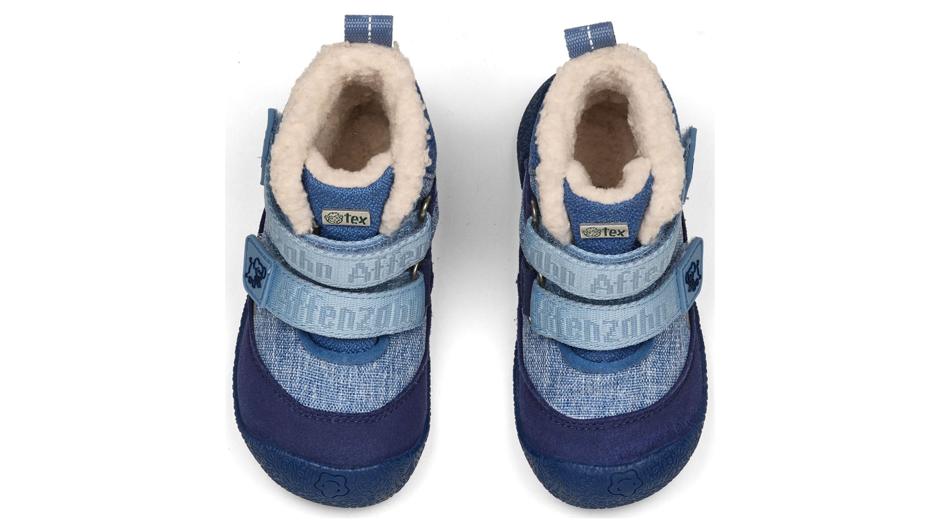 Dětské barefoot boty Affenzahn Prewalker Midboot Vegan Snuggy - Elephant modré pohled shora