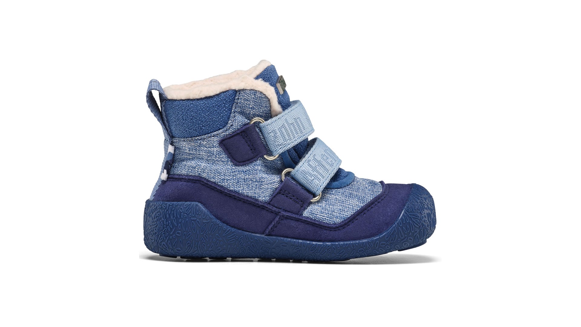 Dětské barefoot boty Affenzahn Prewalker Midboot Vegan Snuggy - Elephant modré vnitřní strana