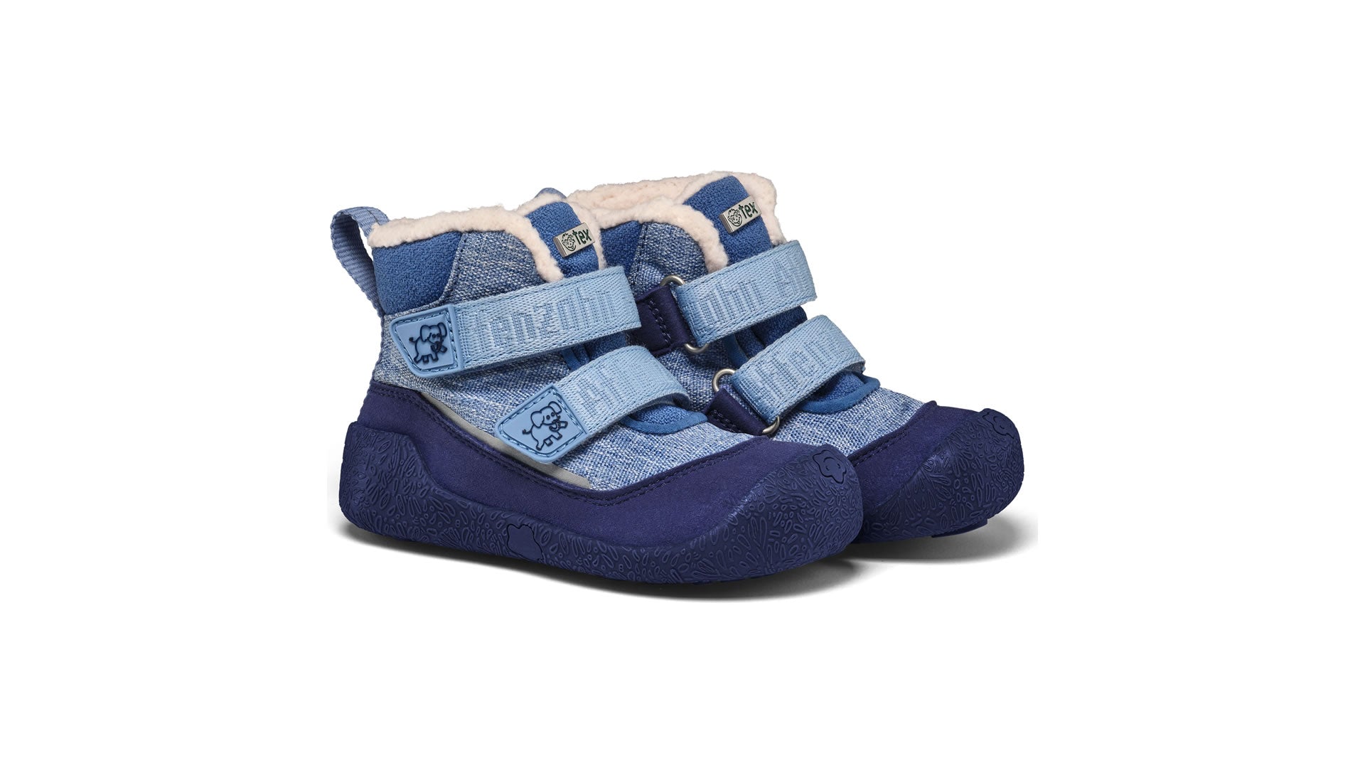 Dětské barefoot boty Affenzahn Prewalker Midboot Vegan Snuggy - Elephant modré pohled z pravé strany