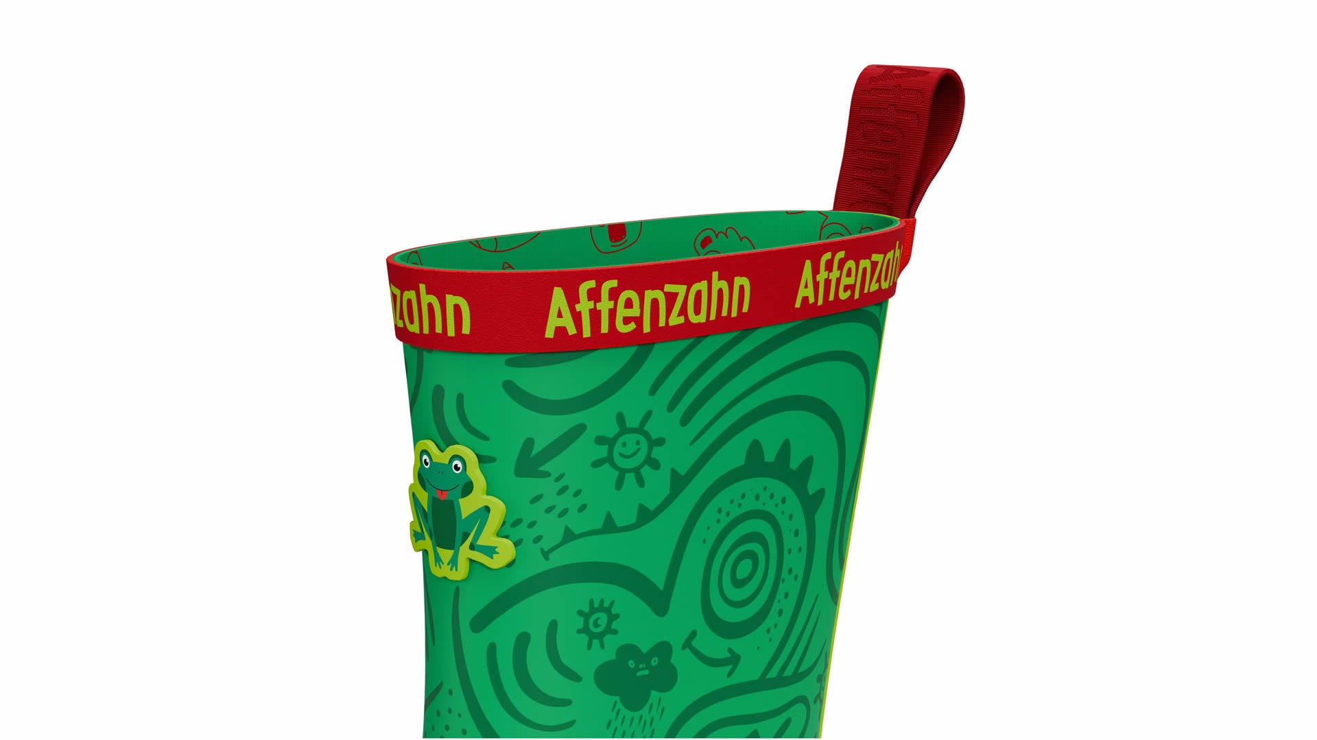 Affenzahn Rainboot Vegan Plashy - Frog zelená dětská barefoot boty s flexibilní podrážkou a širokou špičkou
