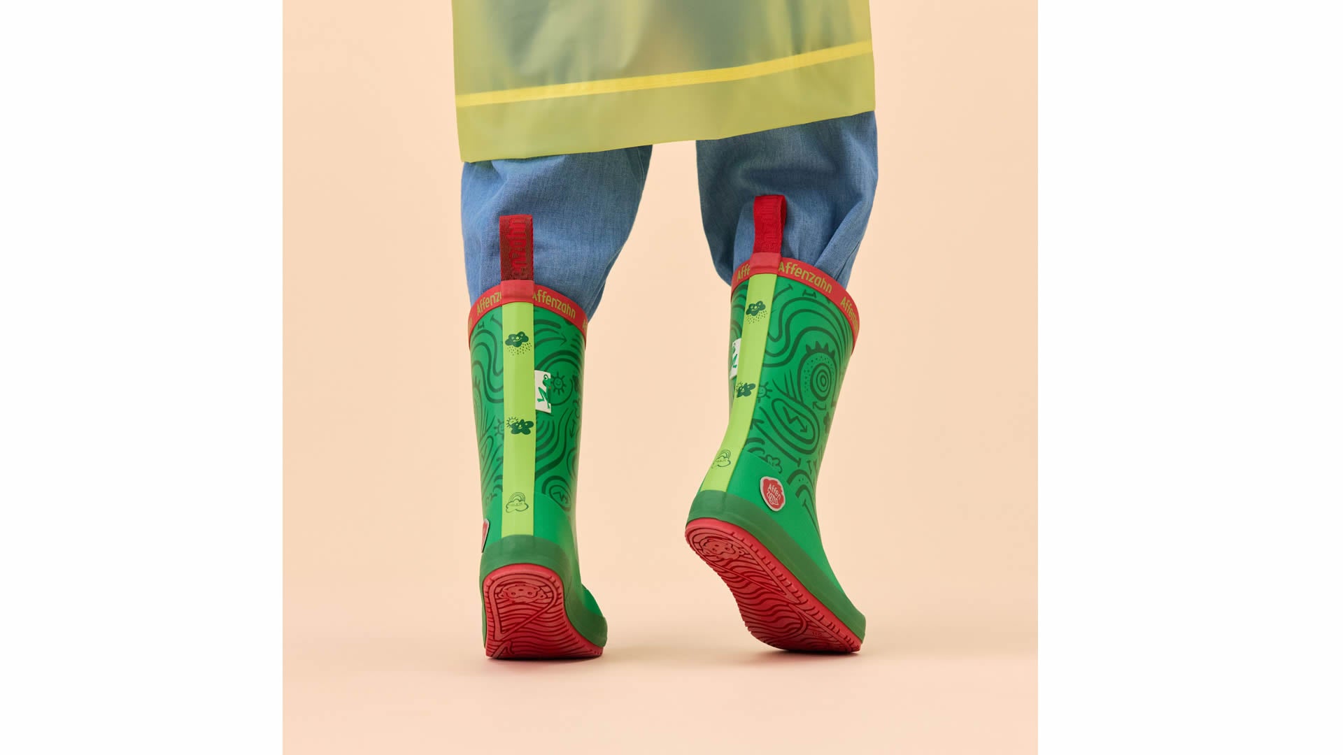 Affenzahn Rainboot Vegan Plashy - Frog zelené barefoot boty na deštivé dny s flexibilní podrážkou a širokou špičkou