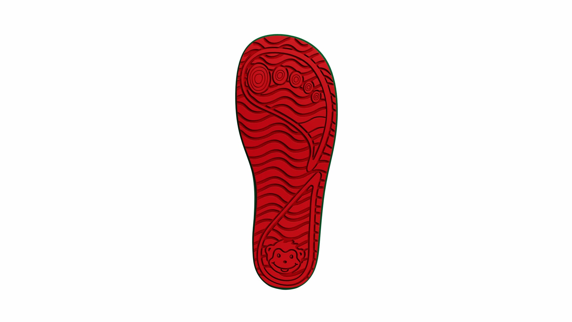 Affenzahn Rainboot Vegan Plashy - Frog zelená a červená podrážka z kaučuku a gumy pro barefoot boty.