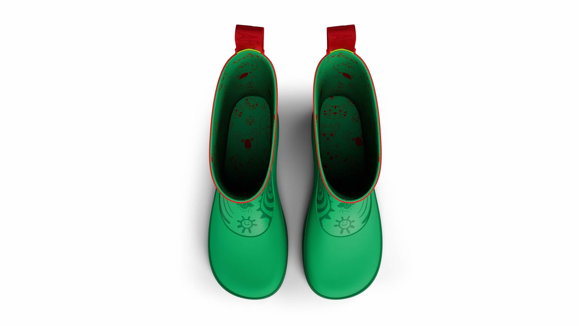 Affenzahn Rainboot Vegan Plashy - Frog zelené dětské barefoot boty s širokou špičkou a flexibilní podrážkou