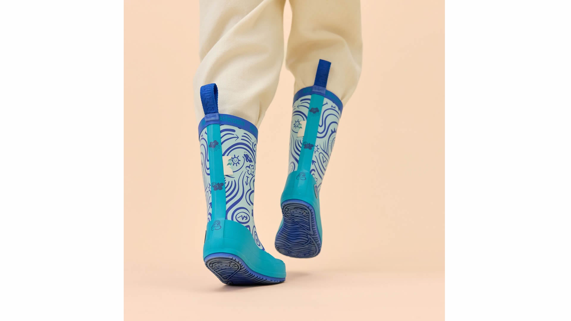 Affenzahn Rainboot Vegan Plashy - Shark modré barefoot boty s flexibilní podrážkou podporující zdravý vývoj chodidla