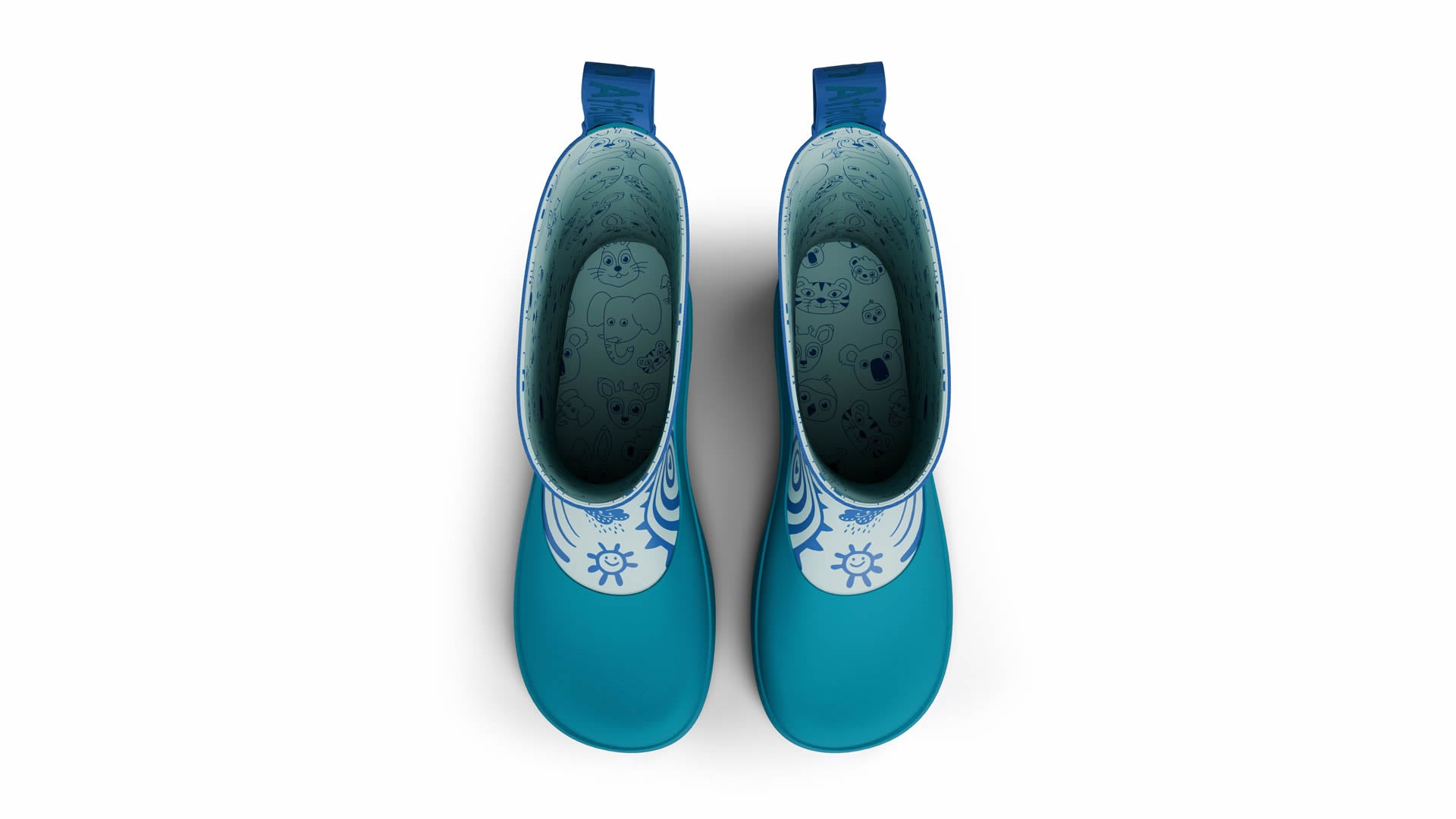 Affenzahn Rainboot Vegan Plashy - Shark modré barefoot boty s flexibilní podešví a širokou špičkou pro zdravý vývoj chodidla