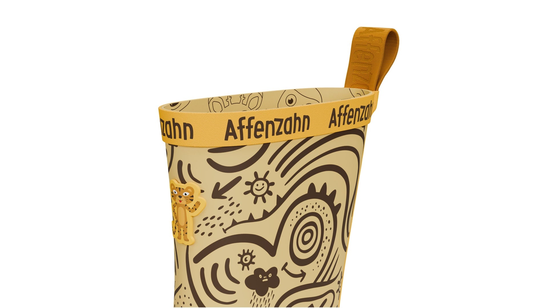 Affenzahn Rainboot Vegan Plashy - Tiger žlutá barefoot boty s flexibilní podrážkou a širokou špičkou pro zdravý vývoj chodidla