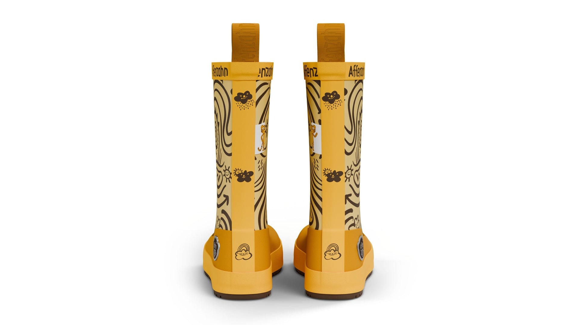Affenzahn Rainboot Vegan Plashy - Tiger žluté barefoot boty s flexibilní podrážkou a širokou špičkou pro děti