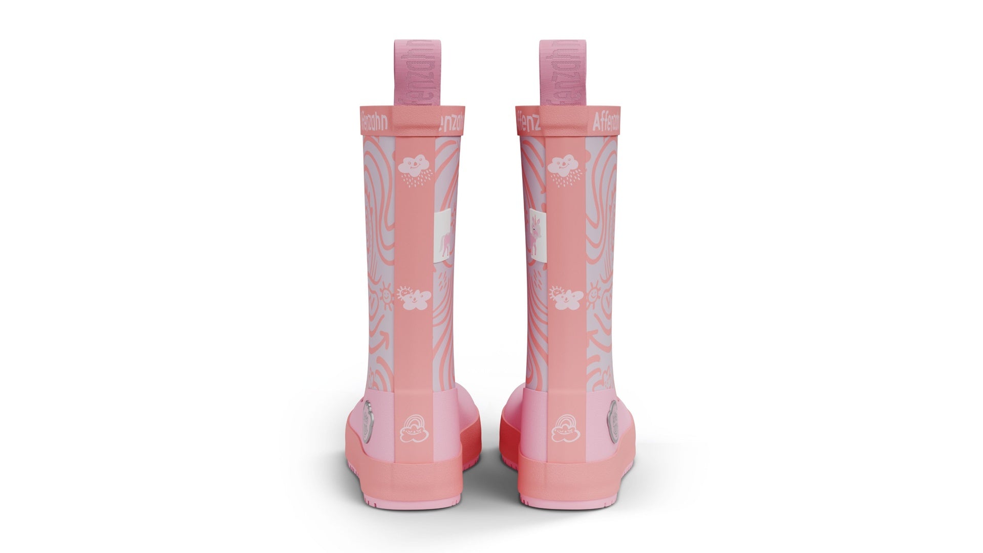 Affenzahn Rainboot Vegan Plashy - Unicorn růžové barefoot boty s flexibilní podrážkou a širokou špičkou