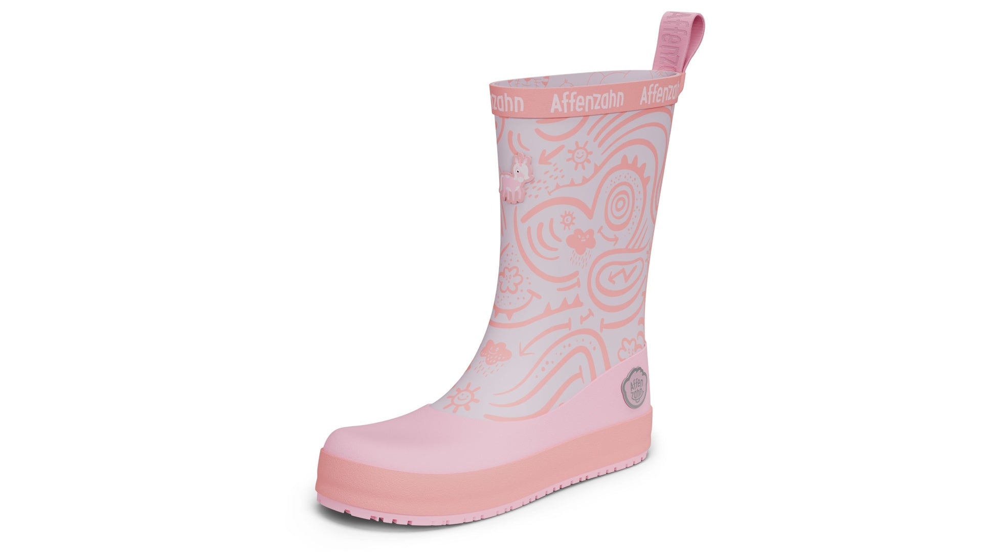 Affenzahn Rainboot Vegan Plashy - Unicorn růžové barefoot boty s flexibilní podrážkou pro zdravý vývoj chodidla