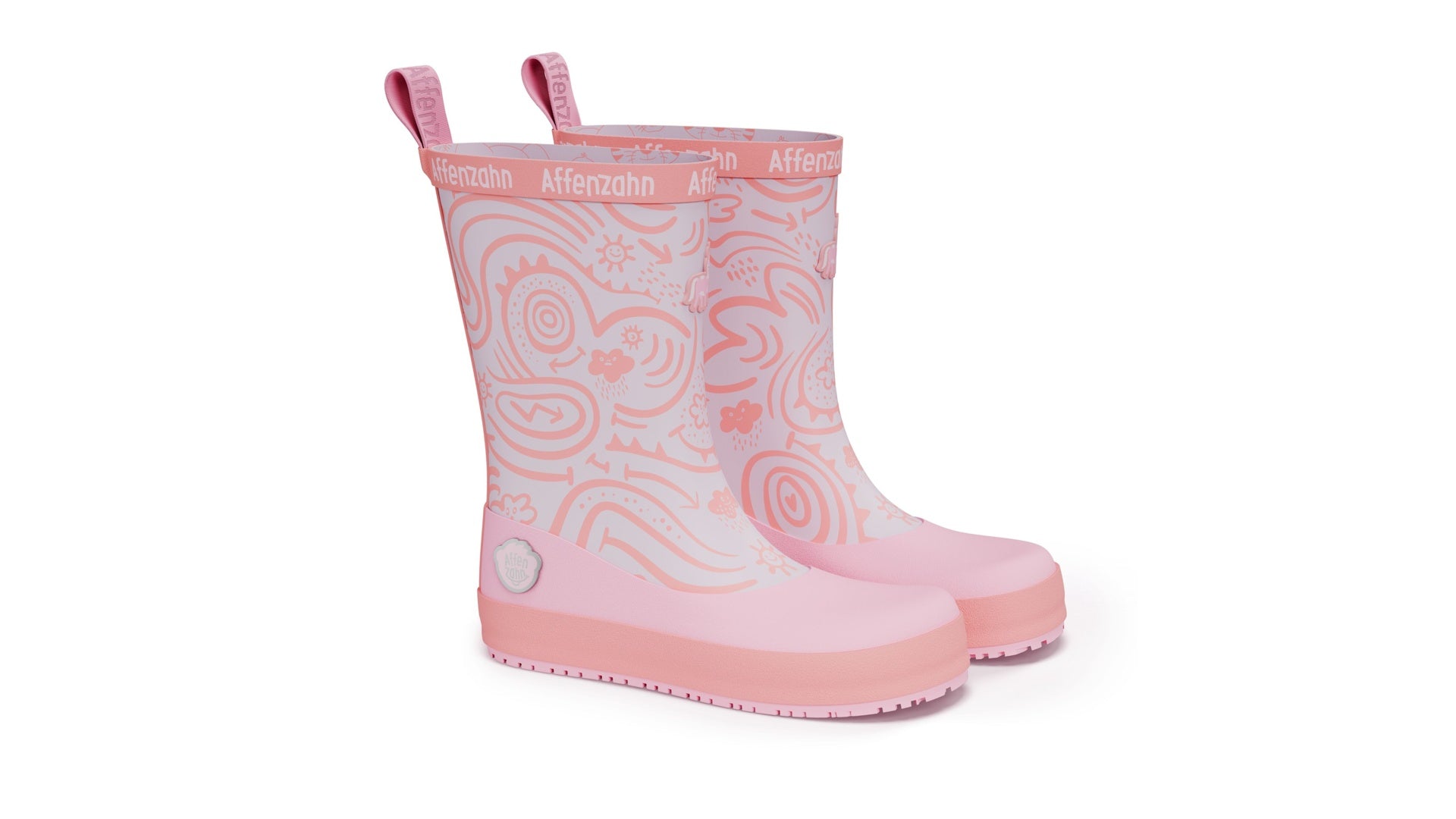 Affenzahn Rainboot Vegan Plashy - Unicorn růžové barefoot boty s flexibilní podrážkou a širokou špičkou pro děti