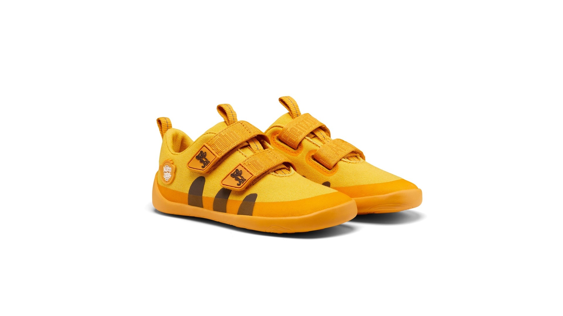 Affenzahn Sneaker Cotton Lucky - Tiger dětské barefoot boty se žlutou bavlnou a flexibilní gumovou podrážkou