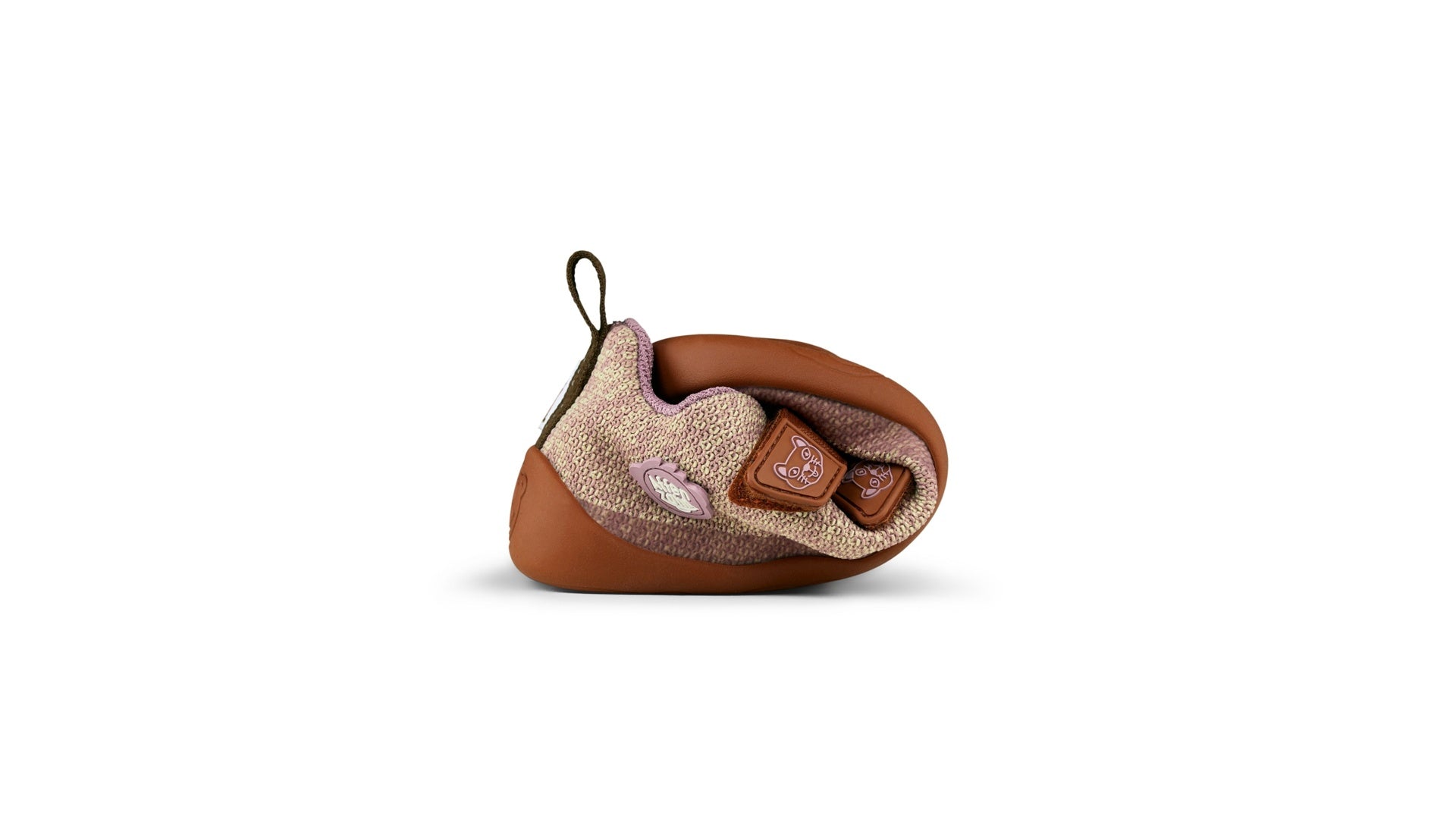 Affenzahn Sneaker Knit Happy - Cat dětské barefoot tenisky s růžovou a hnědou barvou a flexibilní podrážkou