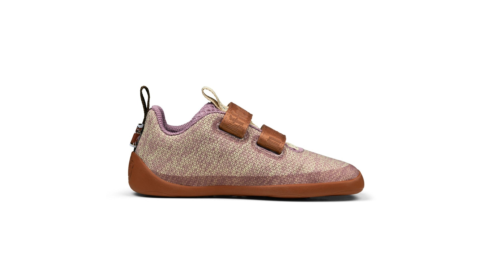 Affenzahn Sneaker Knit Happy - Cat dětská barefoot teniska růžová s hnědými detaily z polyesteru a gumy
