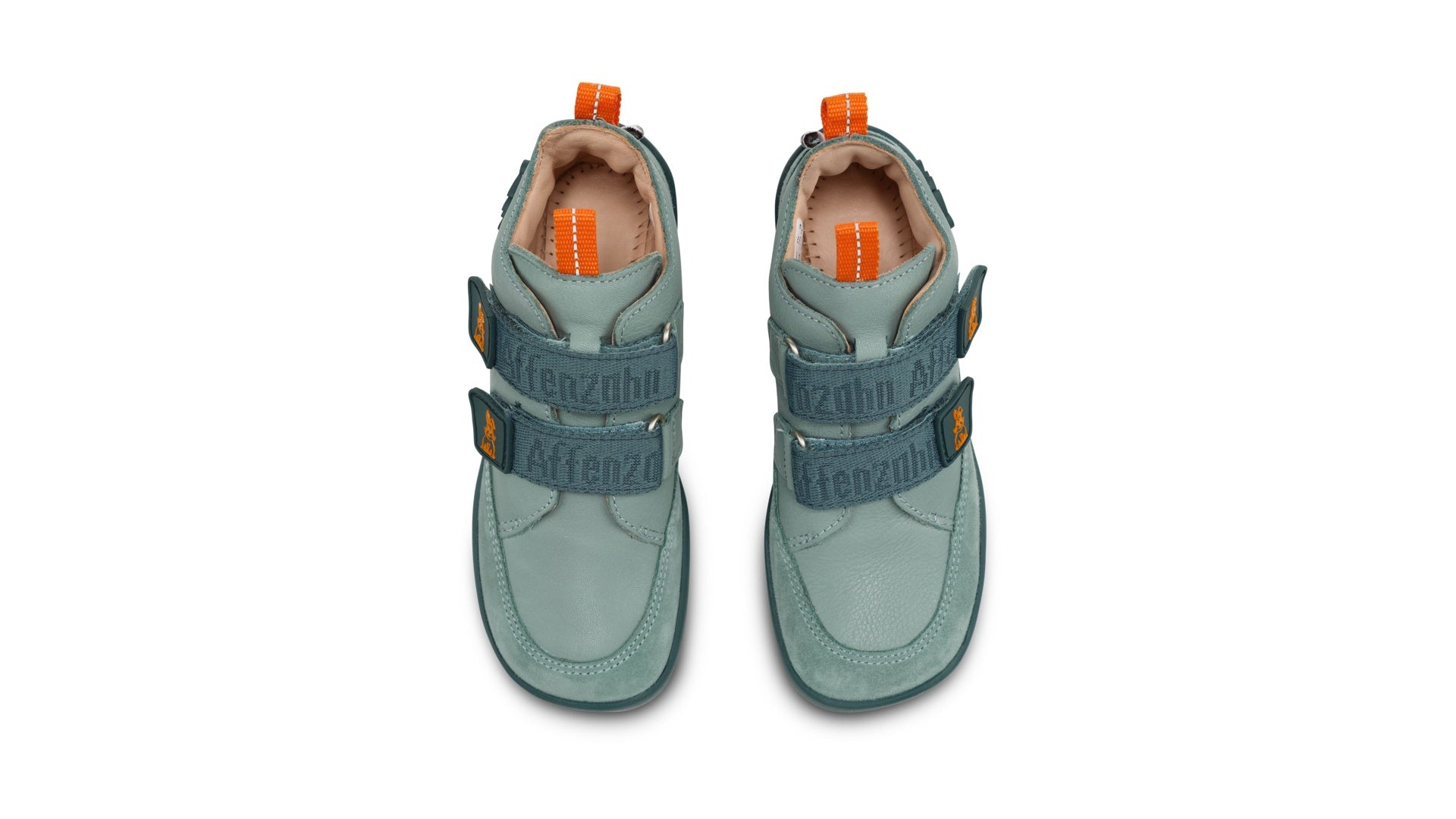 Affenzahn Sneaker Leather Buddy - Bunny dětské barefoot boty tmavě zelené s oranžovými prvky z kůže a semiše
