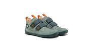 Affenzahn Sneaker Leather Buddy - Bunny dětské barefoot boty tmavě zelené s oranžovými detaily z kůže a semiše