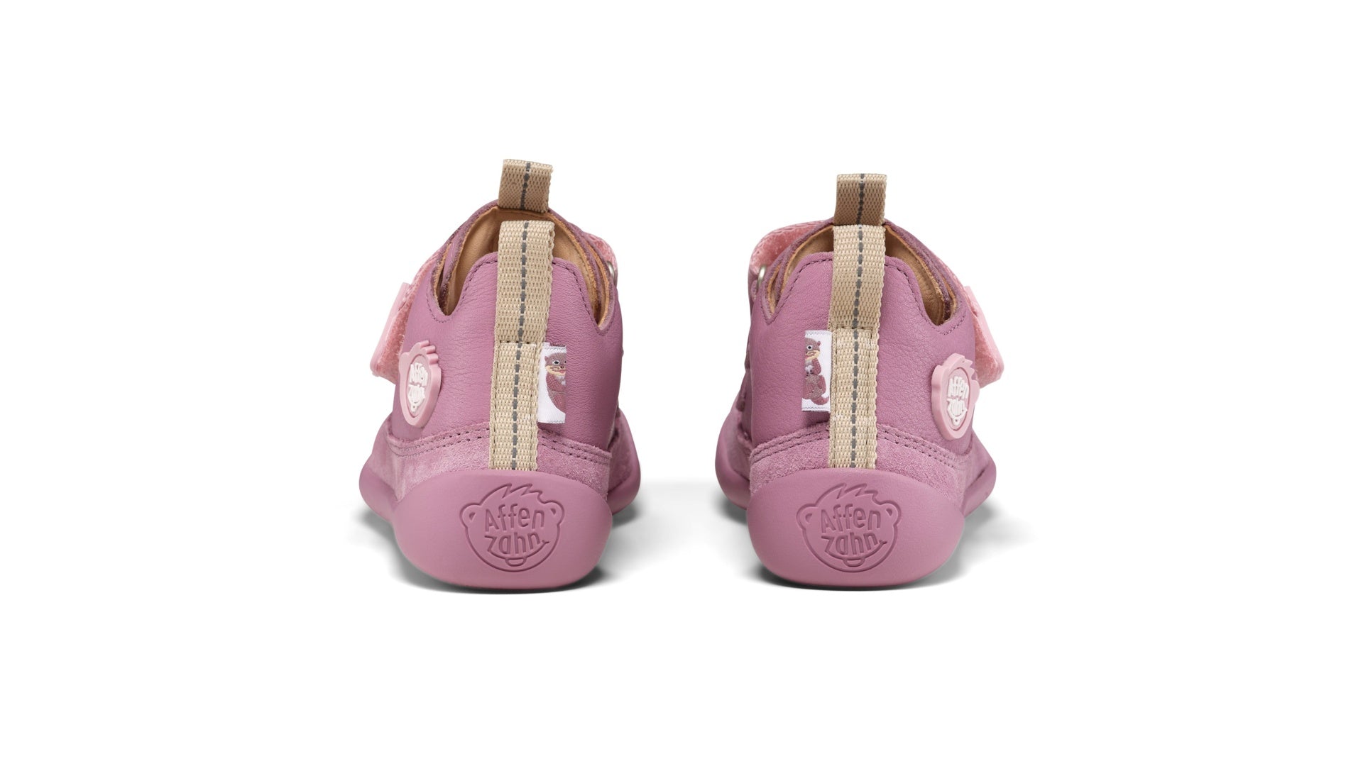 Affenzahn Sneaker Leather Buddy - Otter dětské barefoot boty v růžové barvě s flexibilní podrážkou a širokou špičkou