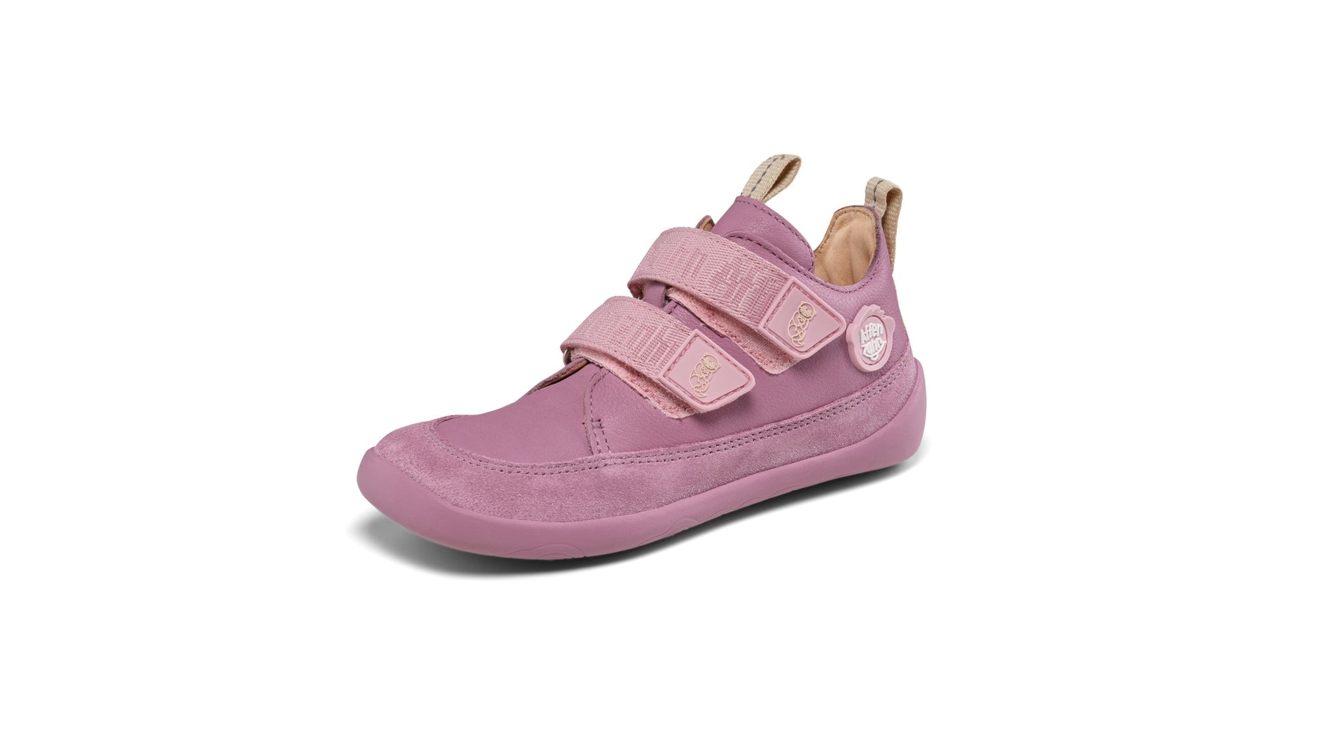 Affenzahn Sneaker Leather Buddy - Otter barefoot tenisky pro děti v růžové barvě s širokou špičkou a flexibilní podrážkou