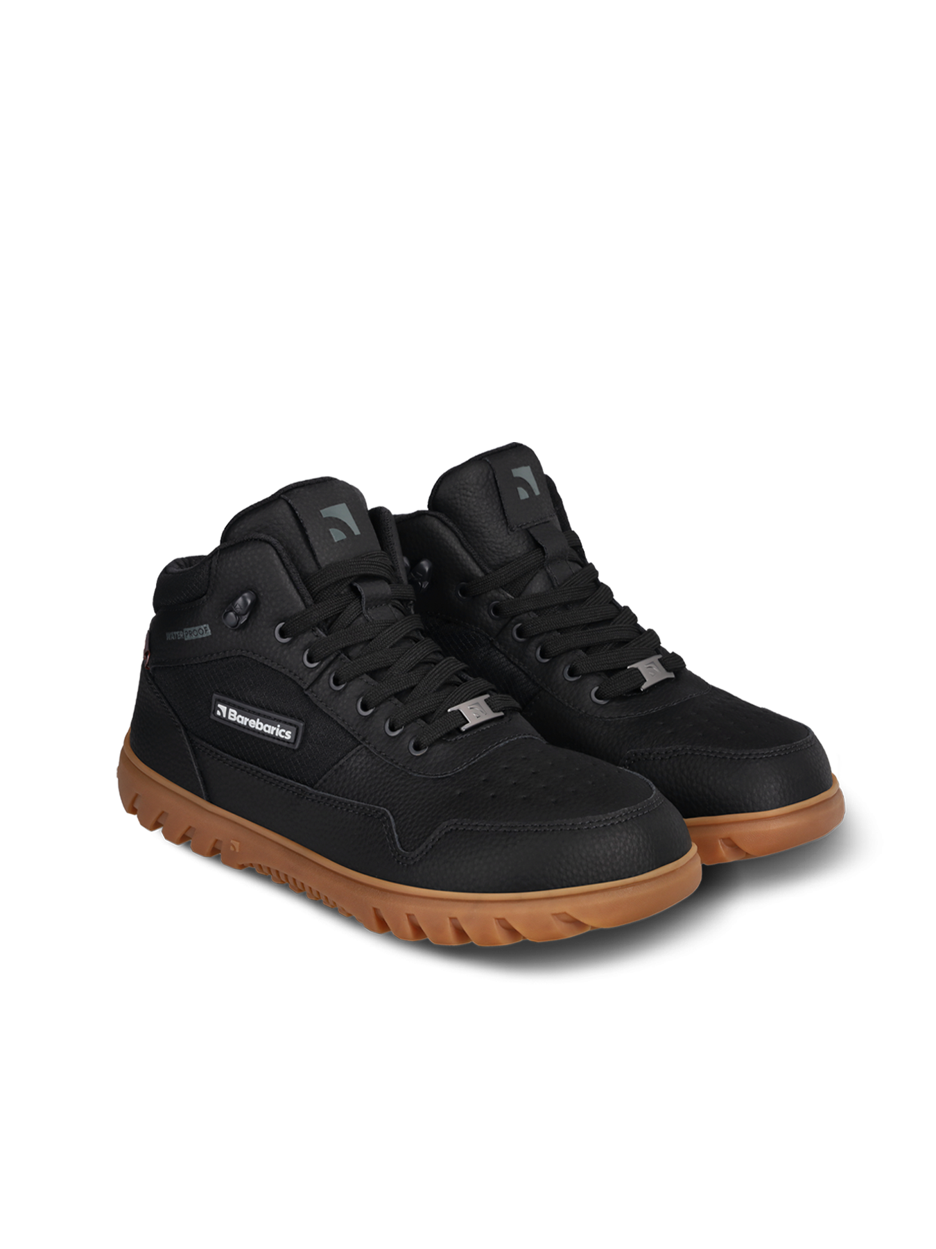 Barefoot zimní nepromokavé kotníkové boty Barebarics UrbanEdge - Black černé s béžovou podrážkou ze strany