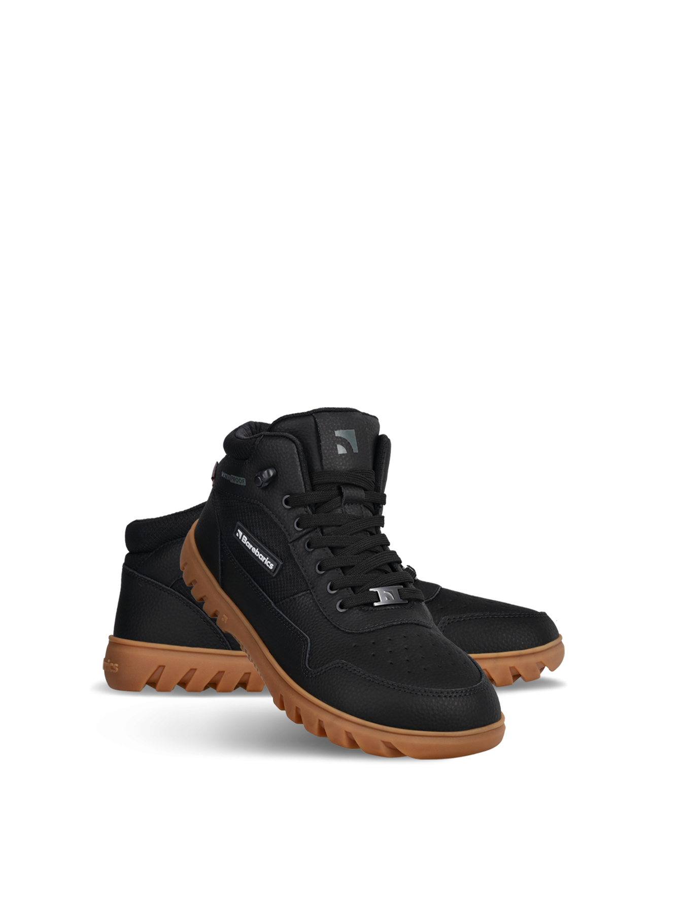 Barefoot zimní nepromokavé kotníkové boty Barebarics UrbanEdge - Black černé s béžovou podrážkou ze strany